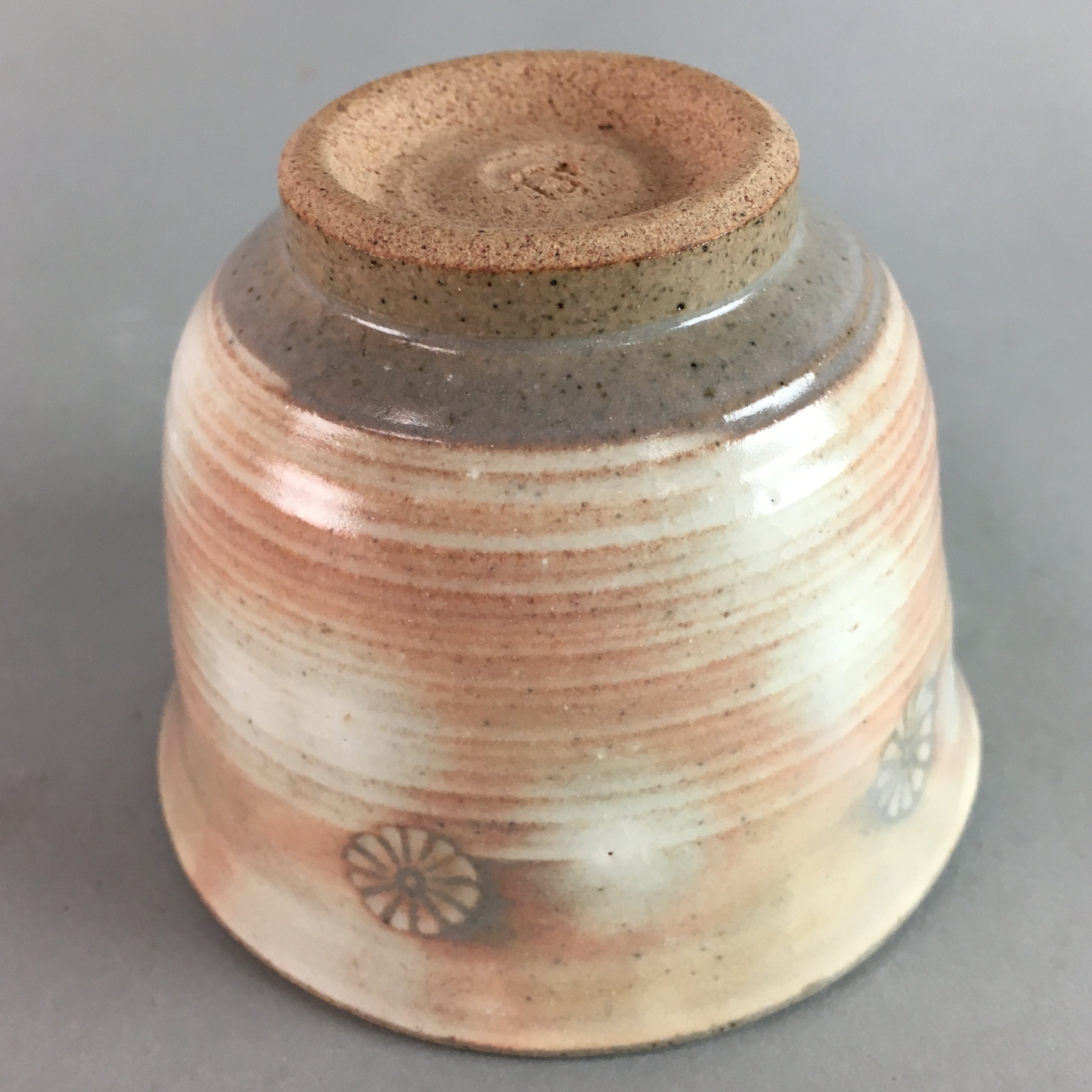 Japanese Ceramic Teacup Vtg Kohiki Pottery White Clay Pink Yunomi Sencha PT614