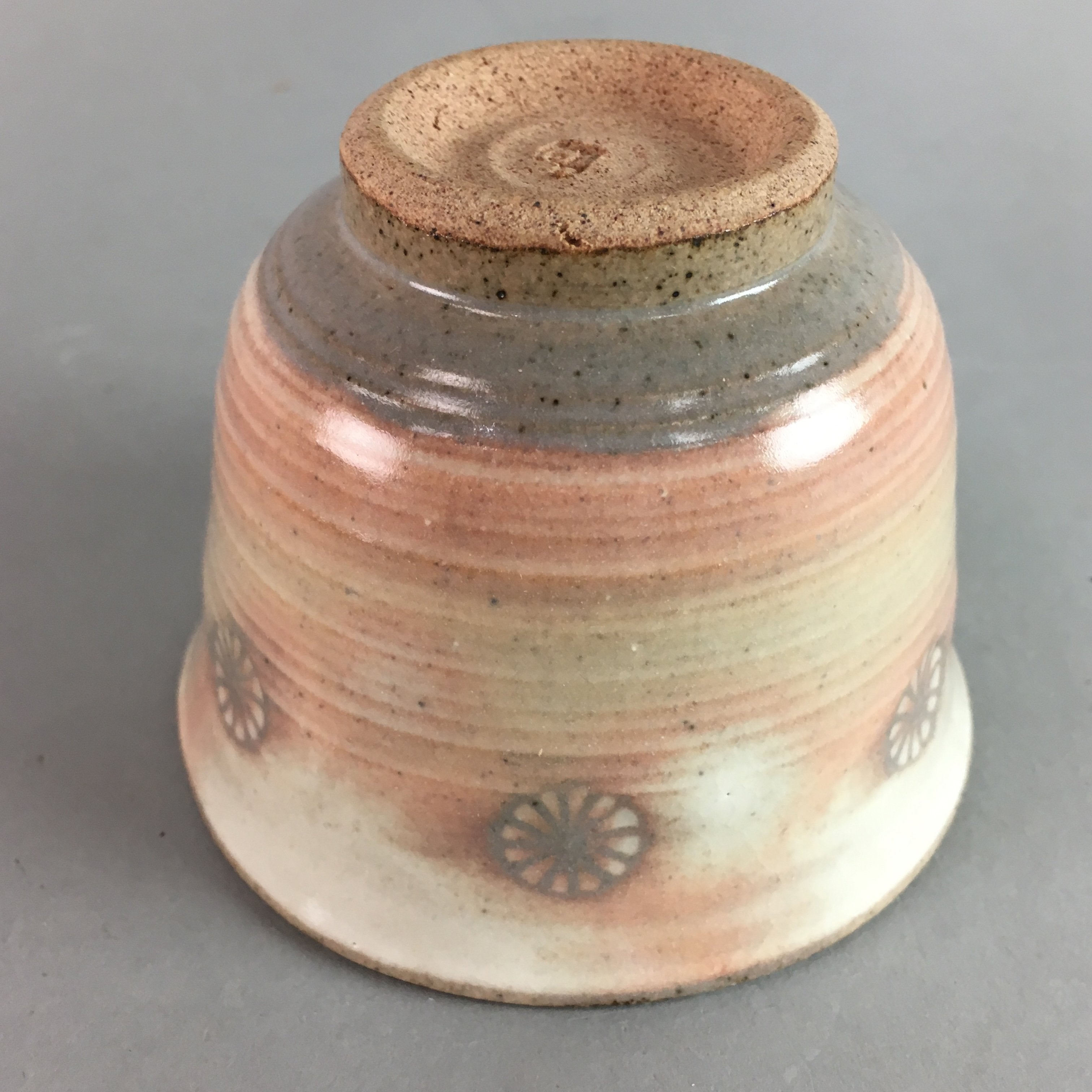 Japanese Ceramic Teacup Vtg Kohiki Pottery White Clay Pink Yunomi Sencha PT614