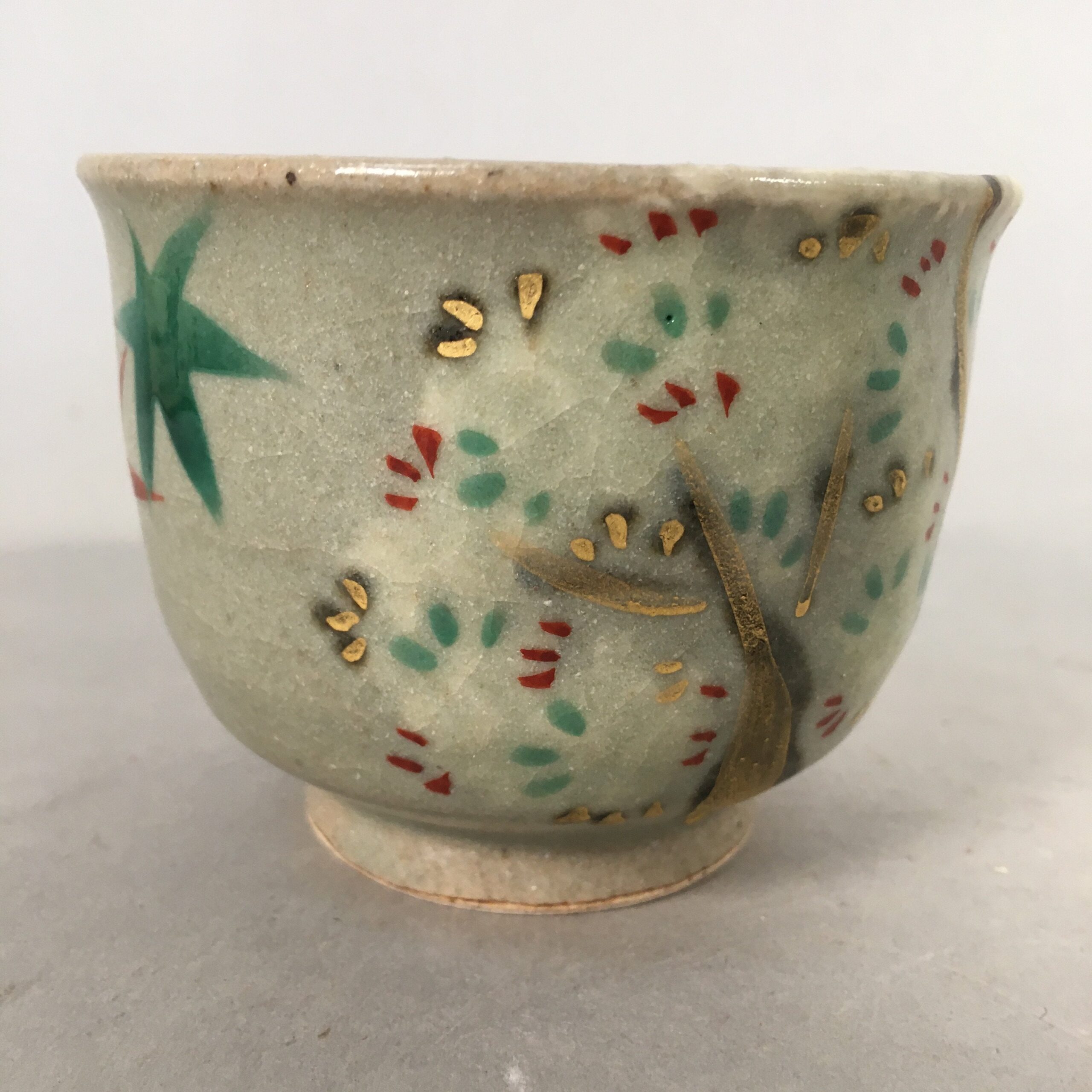 Japanese Ceramic Teacup Vtg Pottery Cherry Bloossom Autumn Leaf Sencha TC177