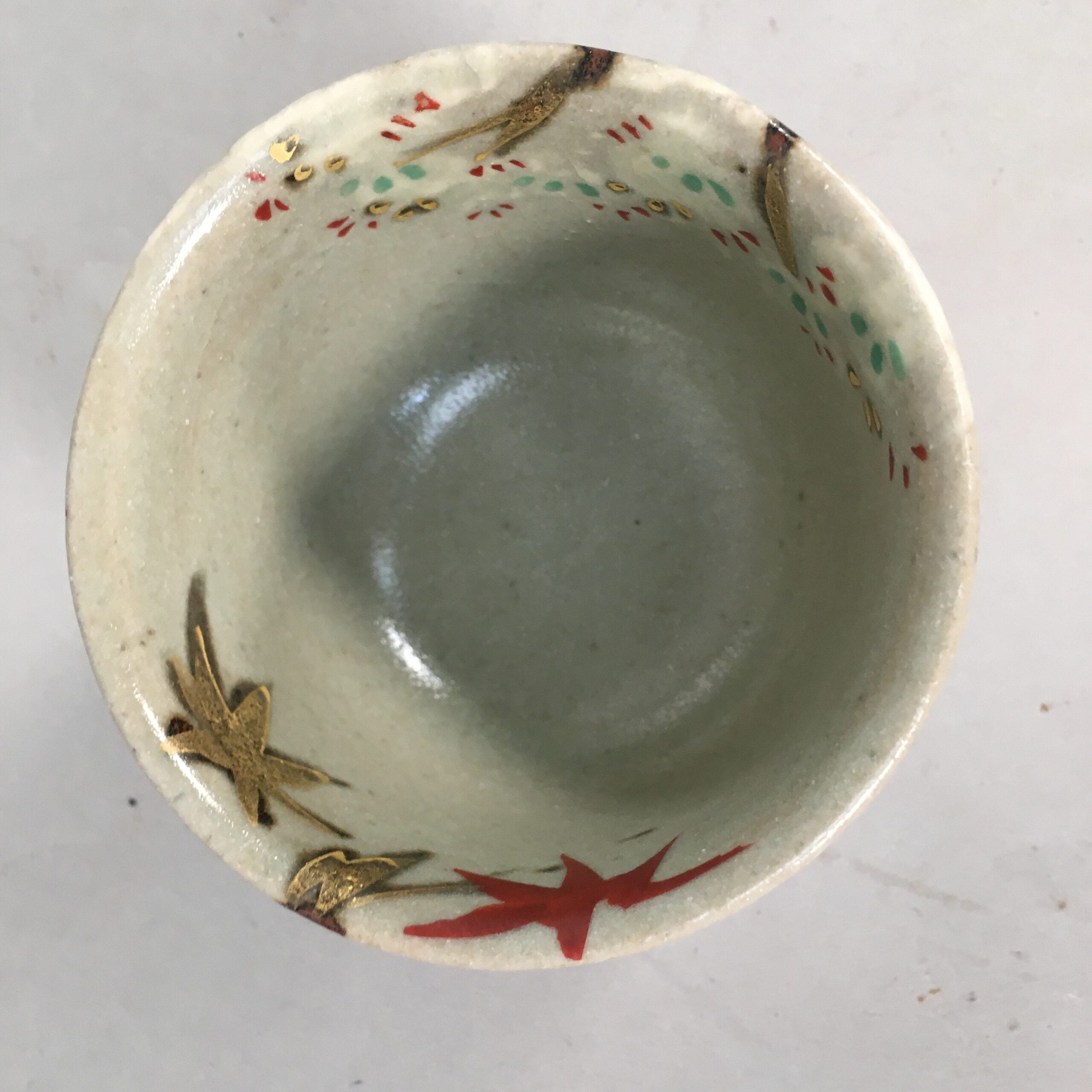 Japanese Ceramic Teacup Vtg Pottery Cherry Bloossom Autumn Leaf Sencha TC177