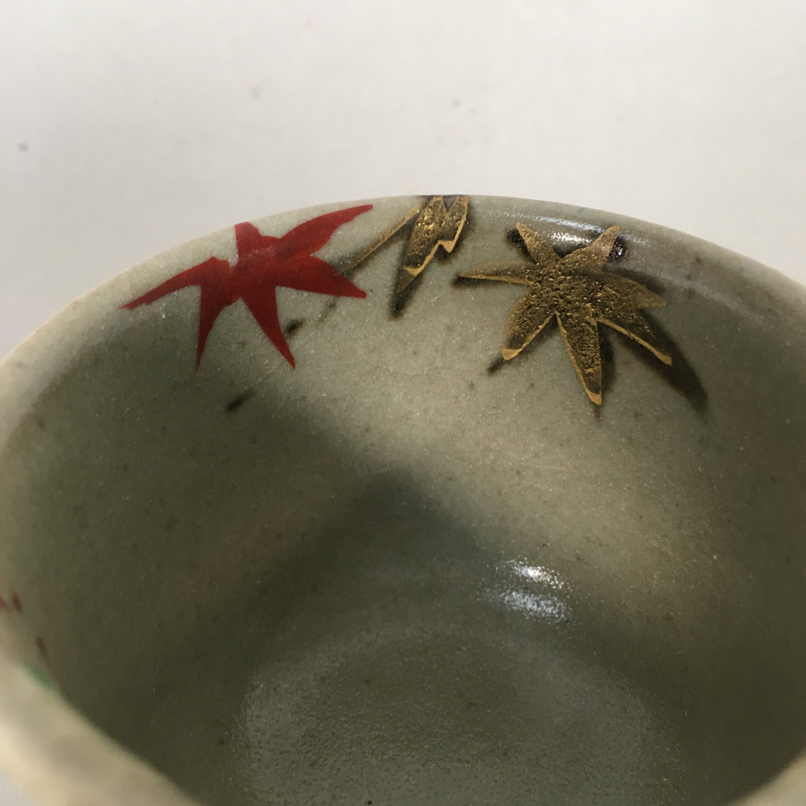 Japanese Ceramic Teacup Vtg Pottery Cherry Bloossom Autumn Leaf Sencha TC177