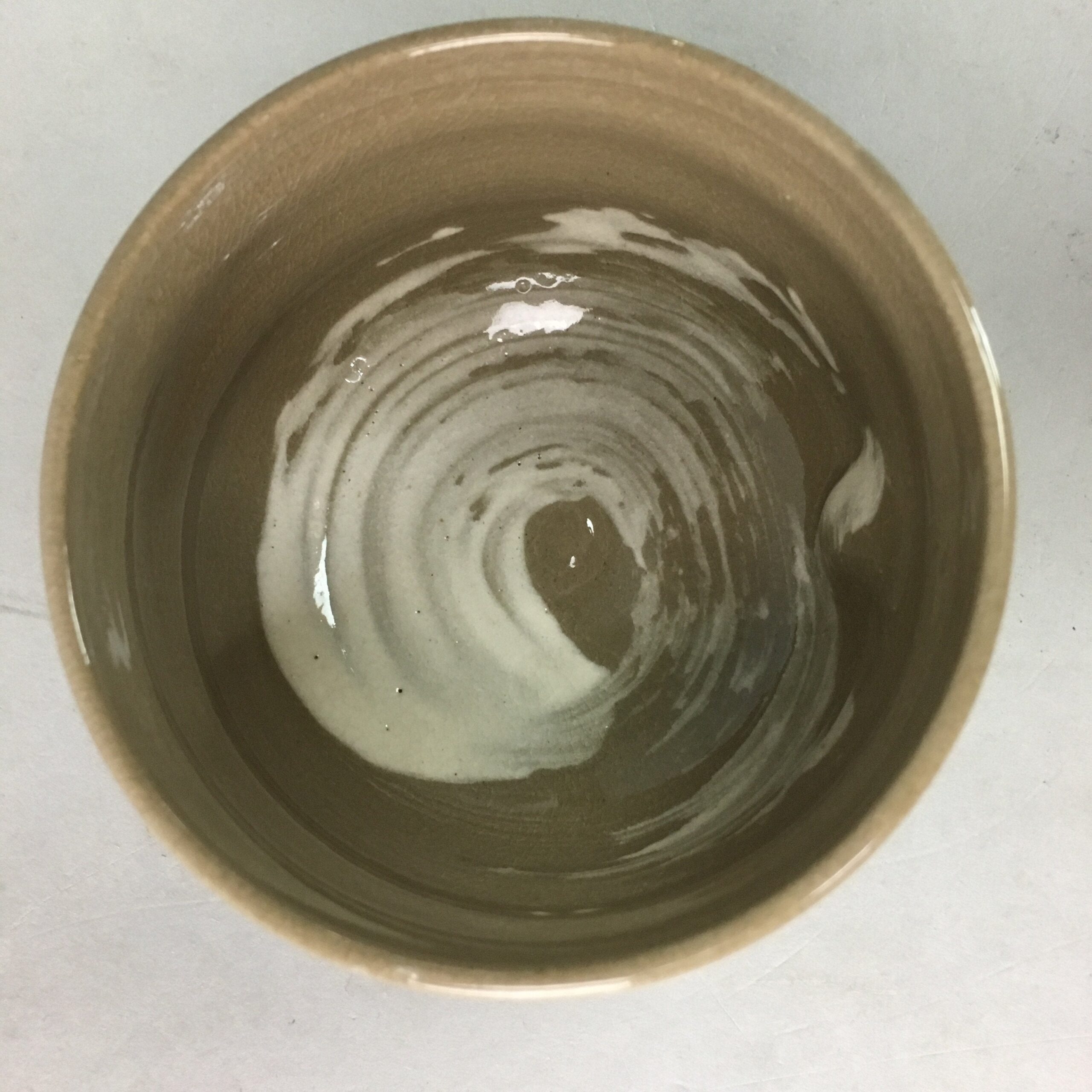 Japanese Ceramic Teacup Vtg Pottery Yunomi Gray White Brush Mark Sencha TC61