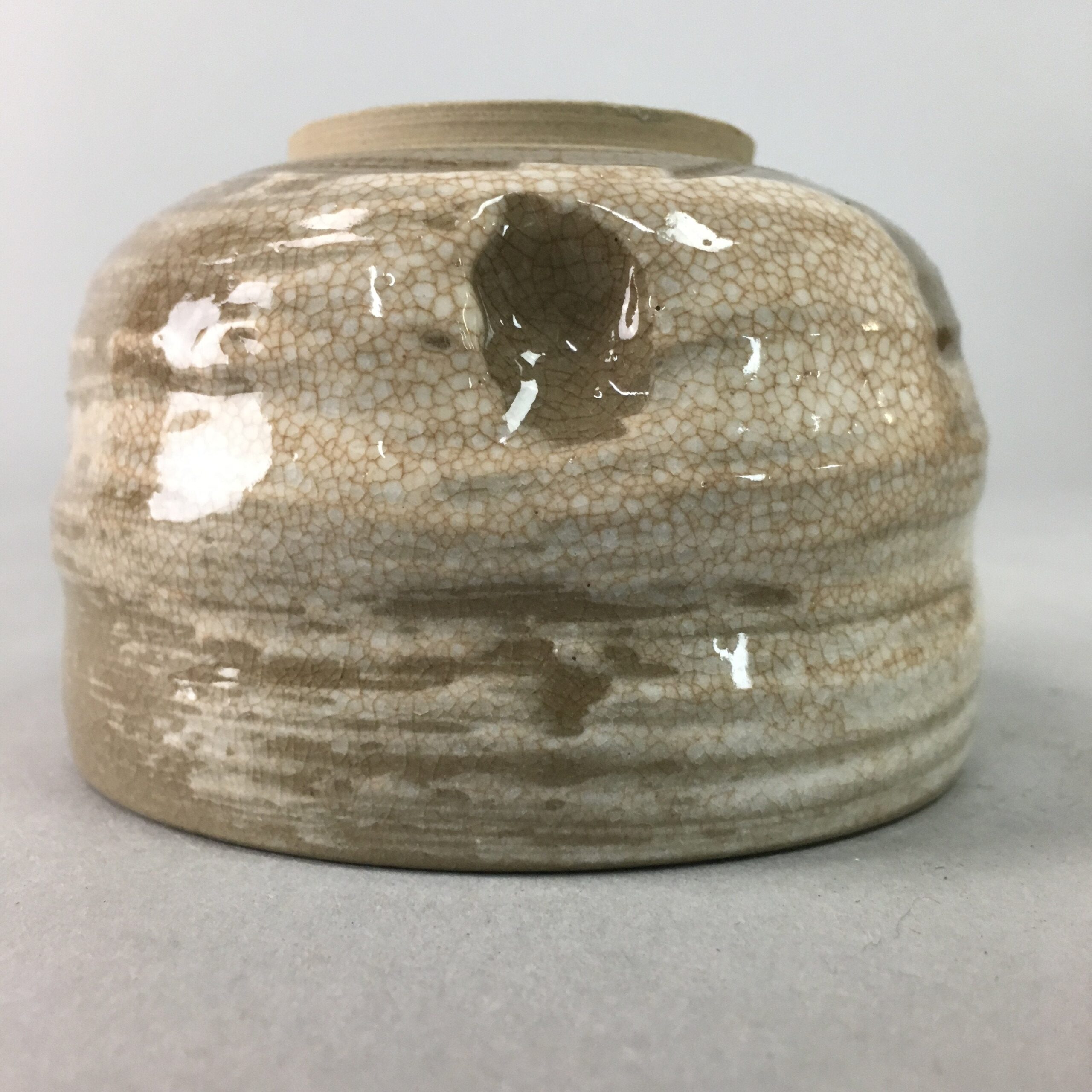 Japanese Ceramic Teacup Vtg Pottery Yunomi Gray White Brush Mark Sencha TC61