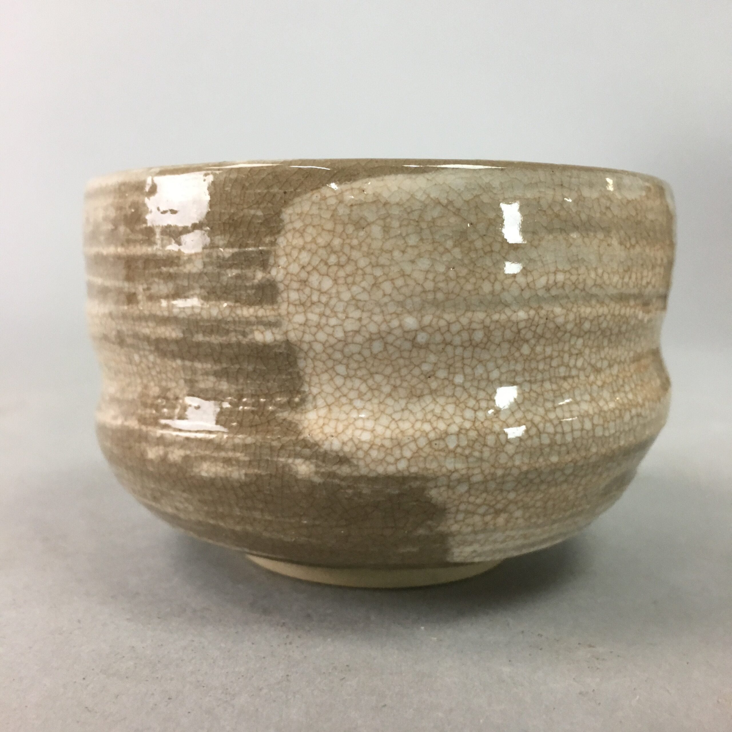 Japanese Ceramic Teacup Vtg Pottery Yunomi Gray White Brush Mark Sencha TC63