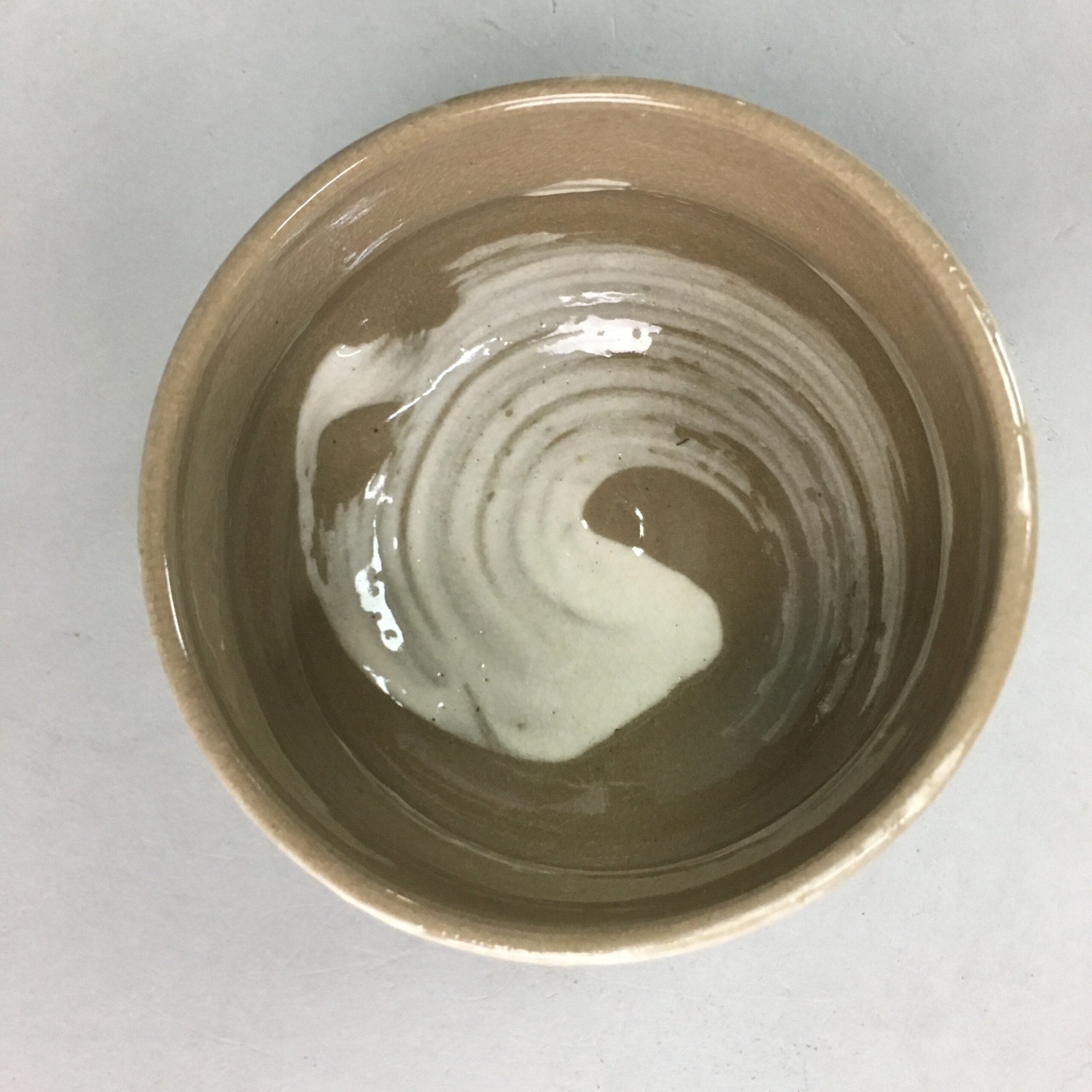 Japanese Ceramic Teacup Vtg Pottery Yunomi Gray White Brush Mark Sencha TC63