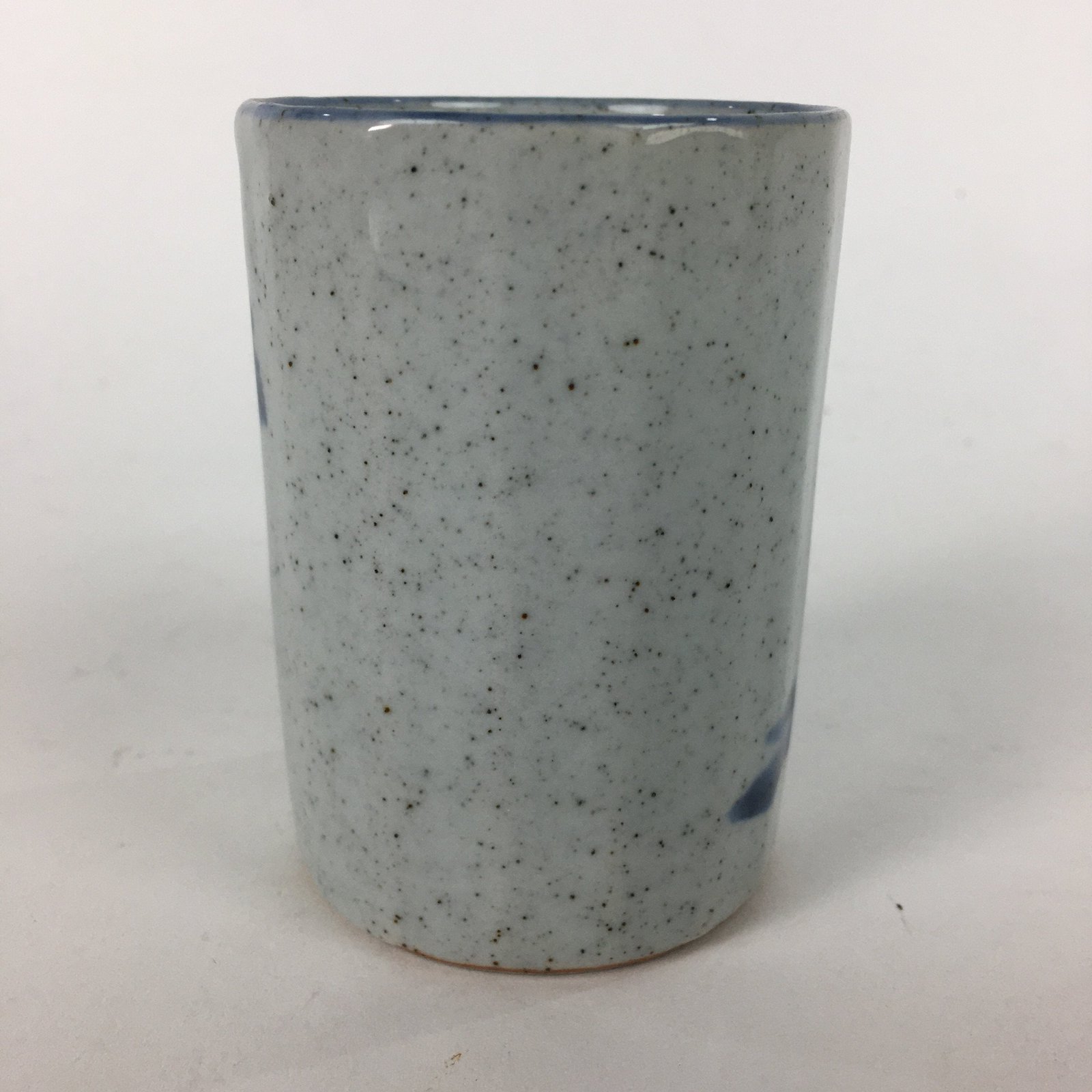 Japanese Ceramic Teacup Yunomi Vtg Gray Chinese Style Blue Design Sencha TC235