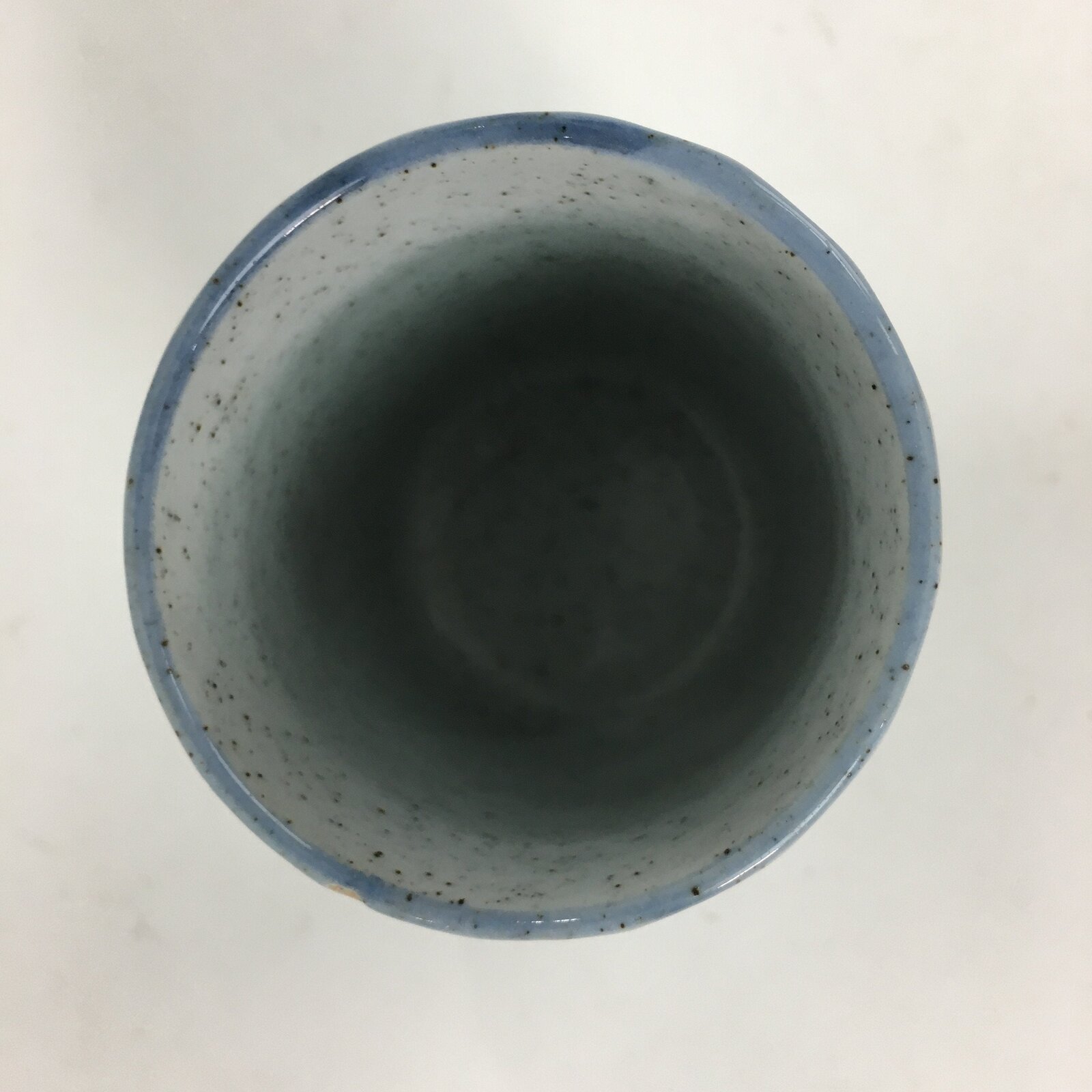 Japanese Ceramic Teacup Yunomi Vtg Gray Chinese Style Blue Design Sencha TC235