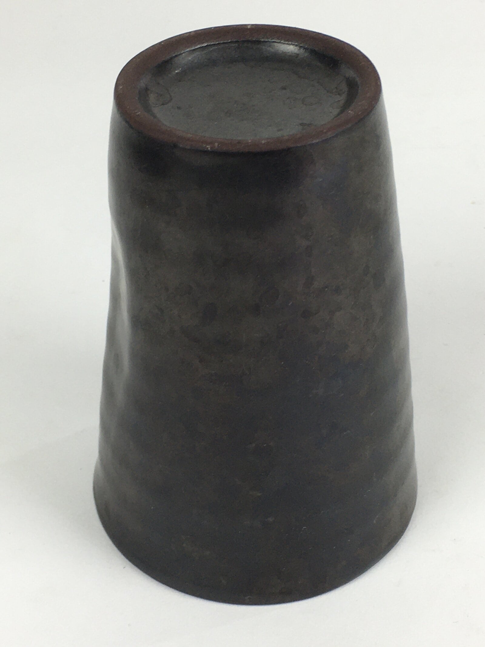 Japanese Ceramic Teacup Yunomi Vtg Pottery Black Yakimono Sencha PP925