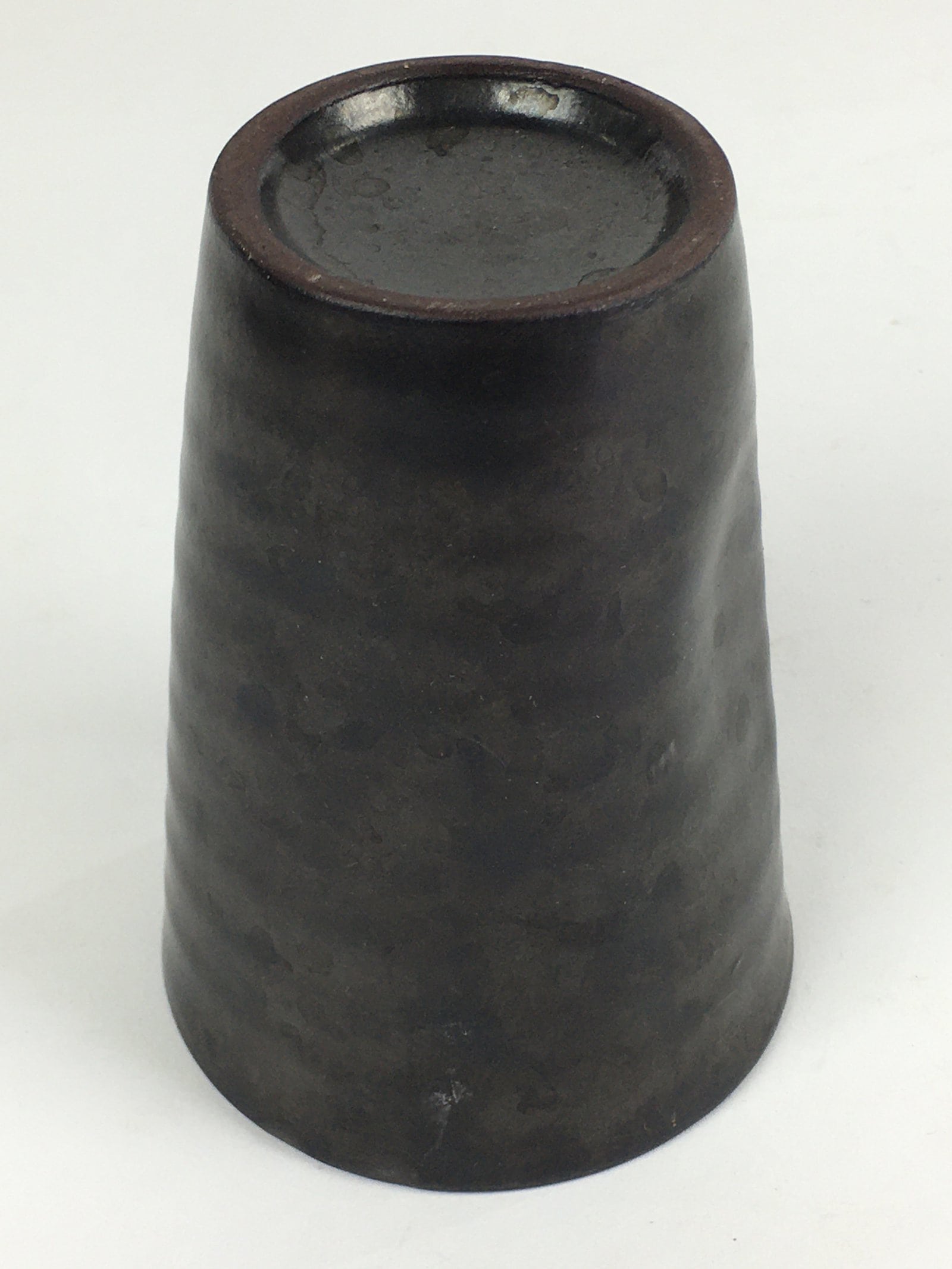 Japanese Ceramic Teacup Yunomi Vtg Pottery Black Yakimono Sencha PP925