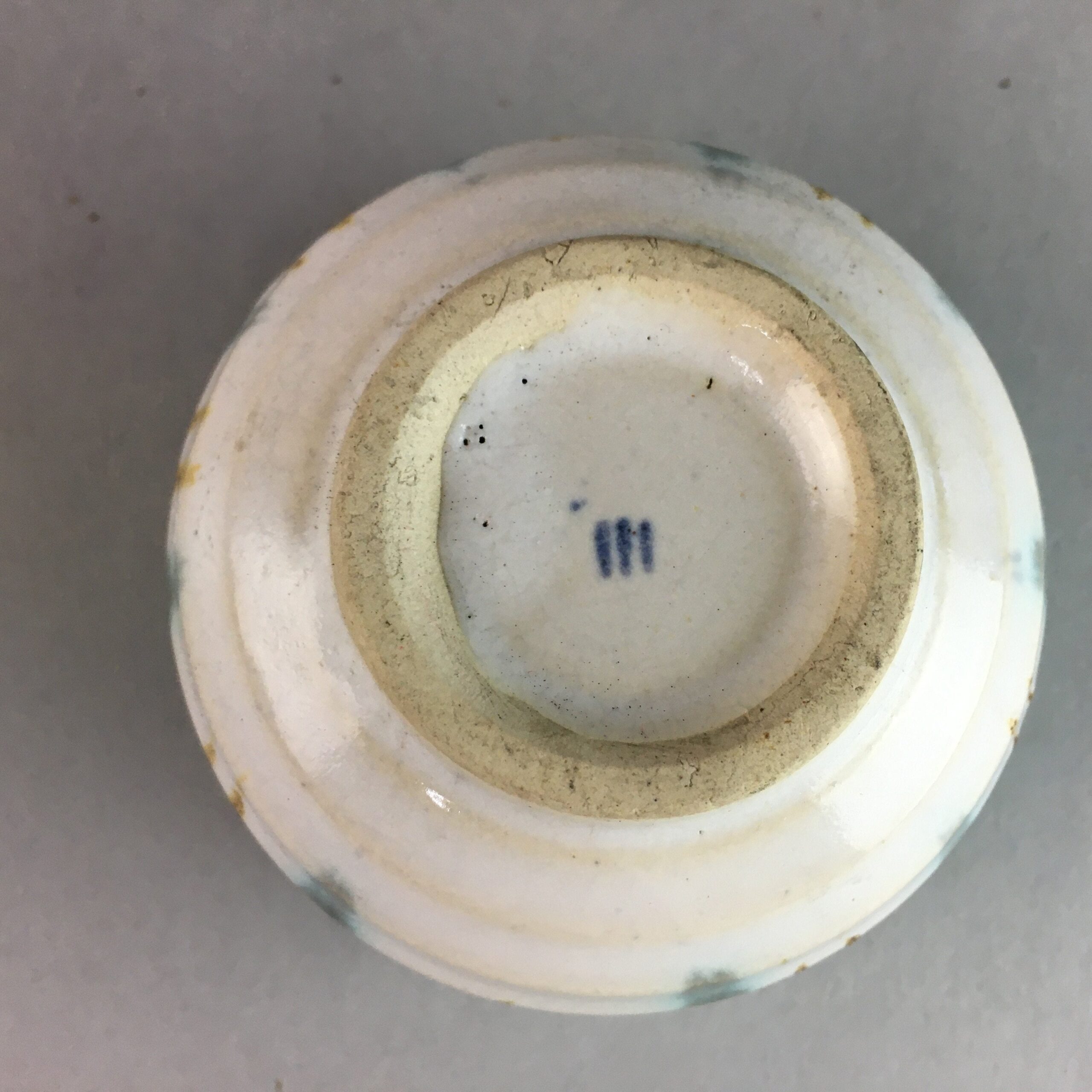 Japanese Ceramic Teacup Yunomi Vtg Pottery Green Brown White Sencha TC114