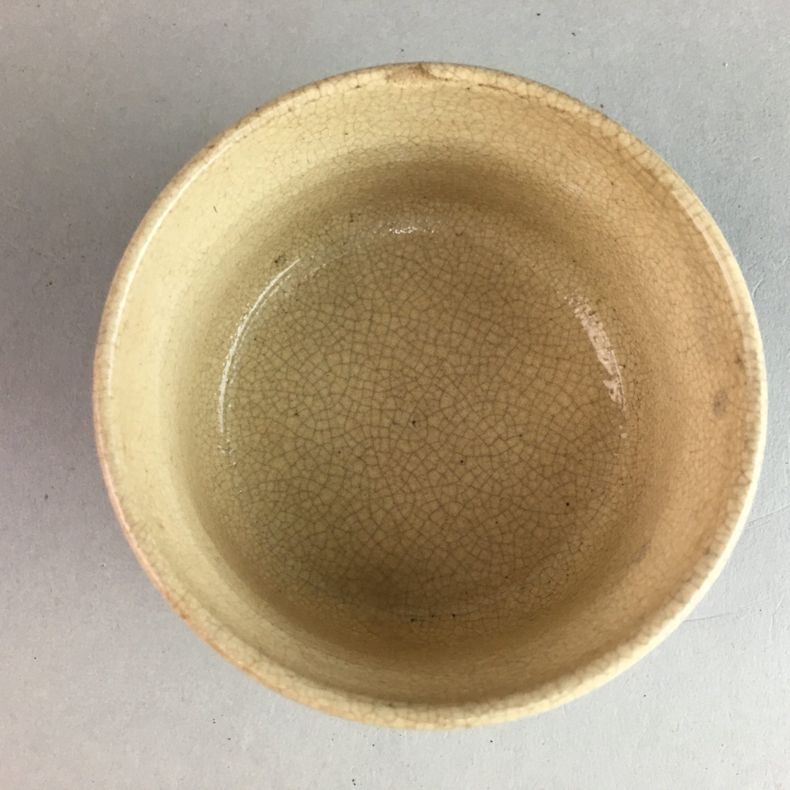 Japanese Ceramic Teacup Yunomi Vtg Pottery Sencha Brown Crackle Glaze Kanji Kimo