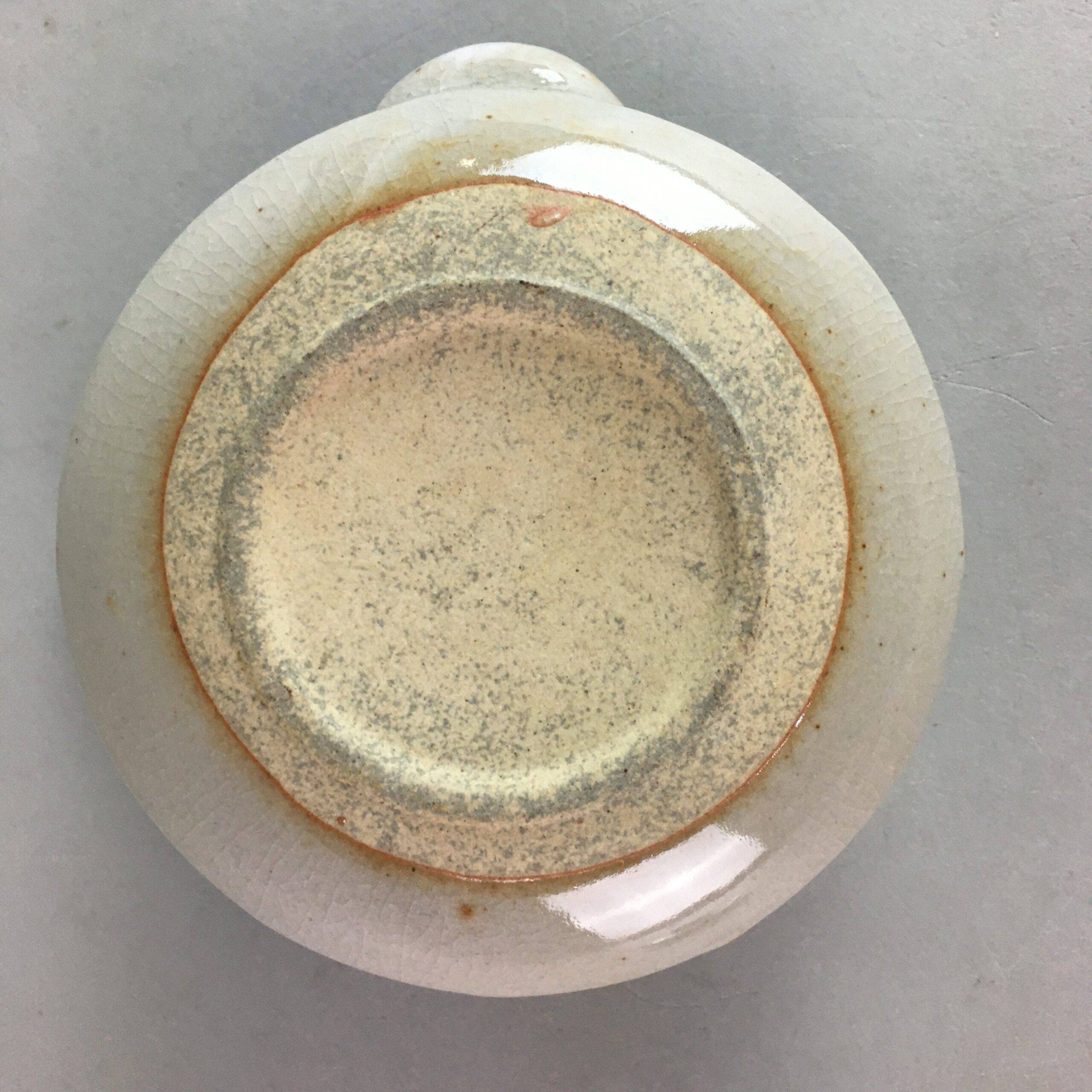 Japanese Ceramic Teapot Vtg Pottery Kyusu Gray Brush Mark White Sencha PT958