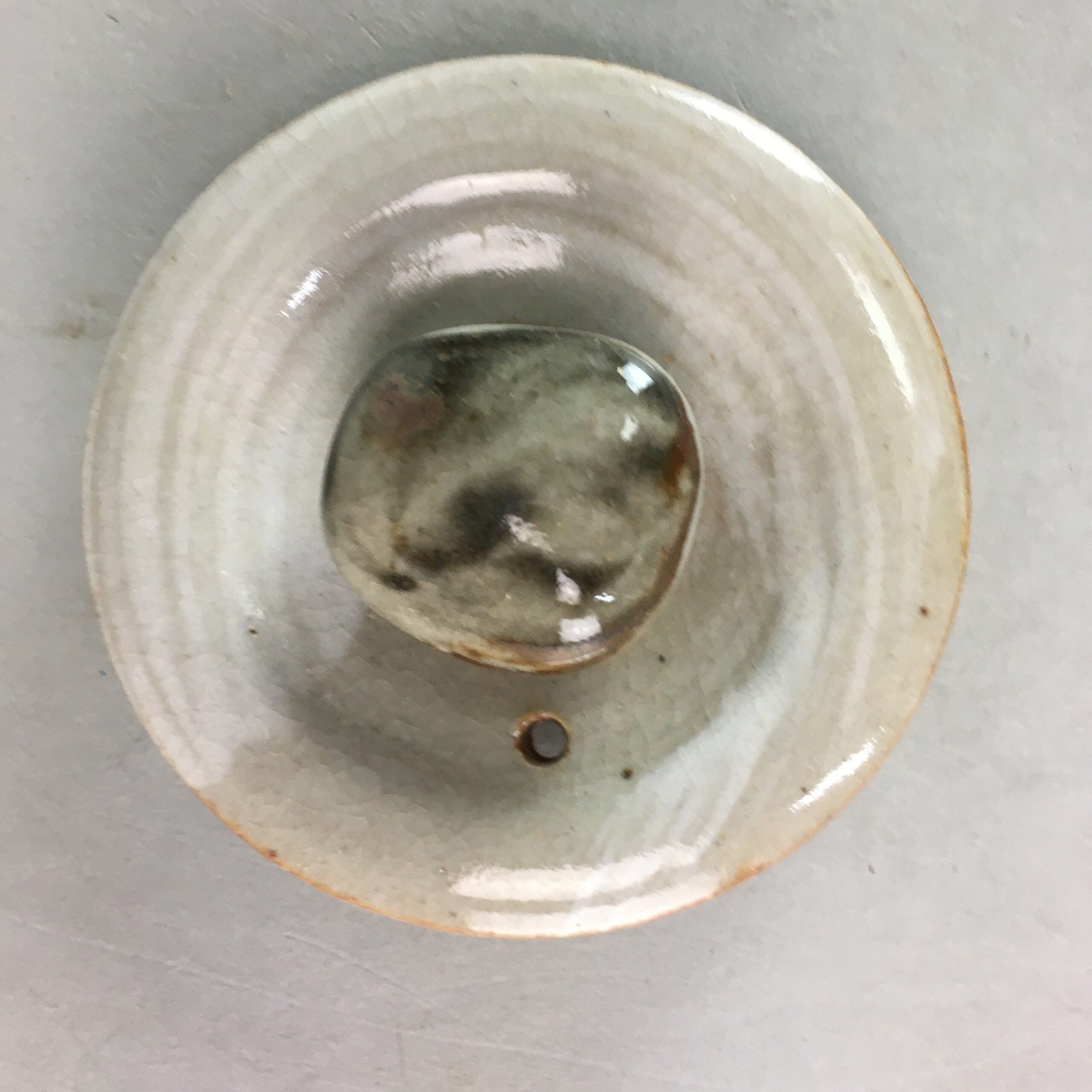 Japanese Ceramic Teapot Vtg Pottery Kyusu Gray Brush Mark White Sencha PT958