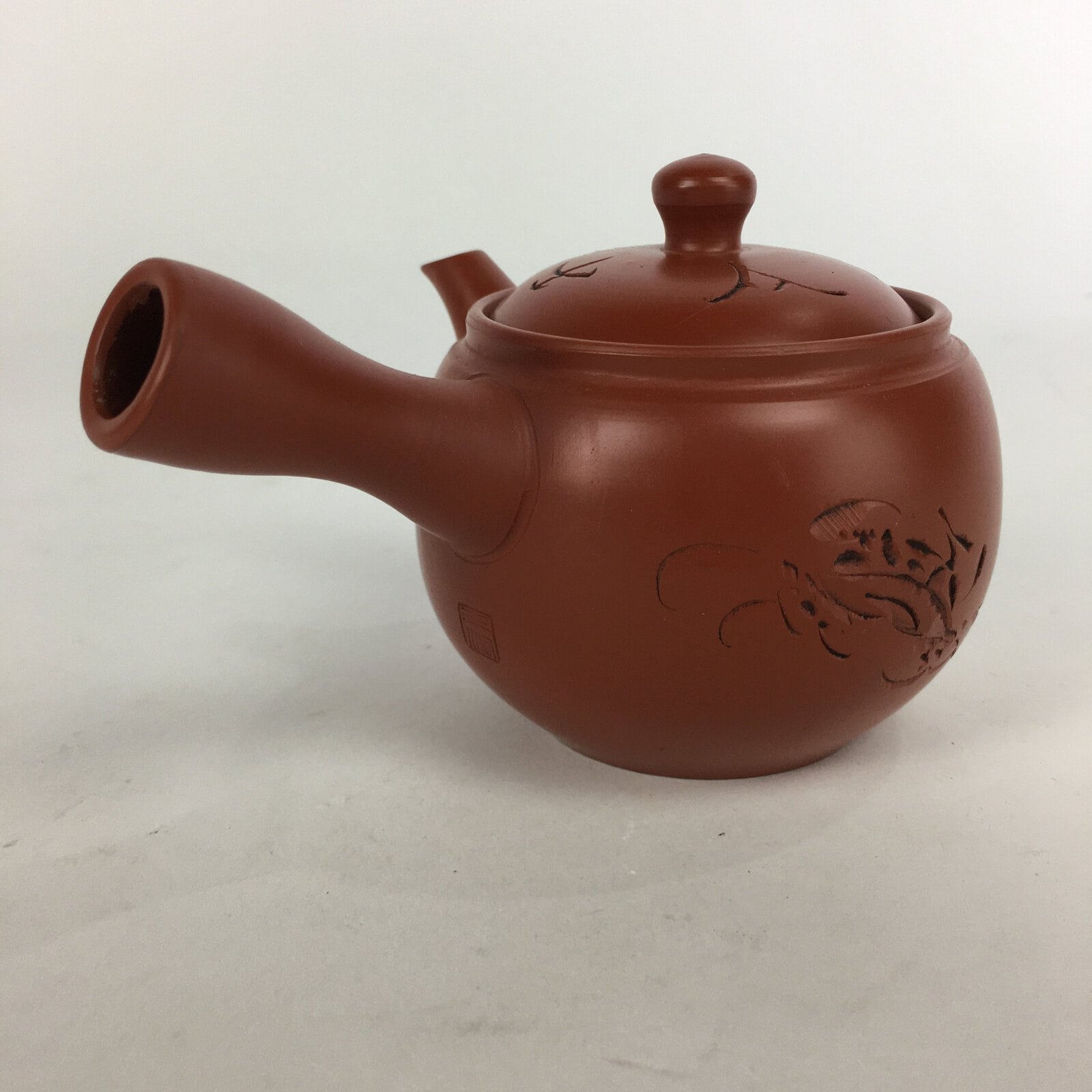 Japanese Ceramic Teapot Vtg Red Pottery Red Clay Kyusu Strainer Sencha PP534