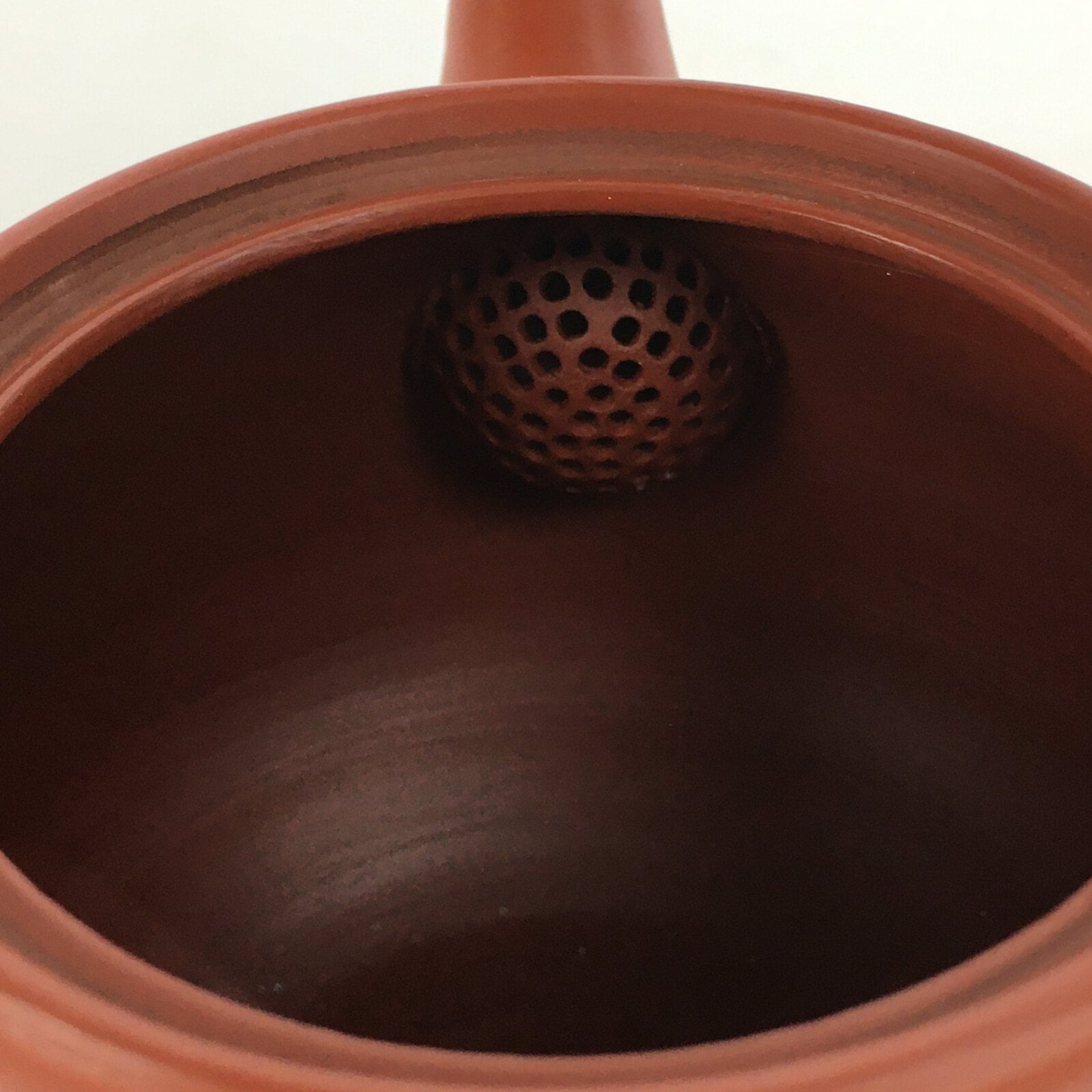 Japanese Ceramic Teapot Vtg Red Pottery Red Clay Kyusu Strainer Sencha PP534