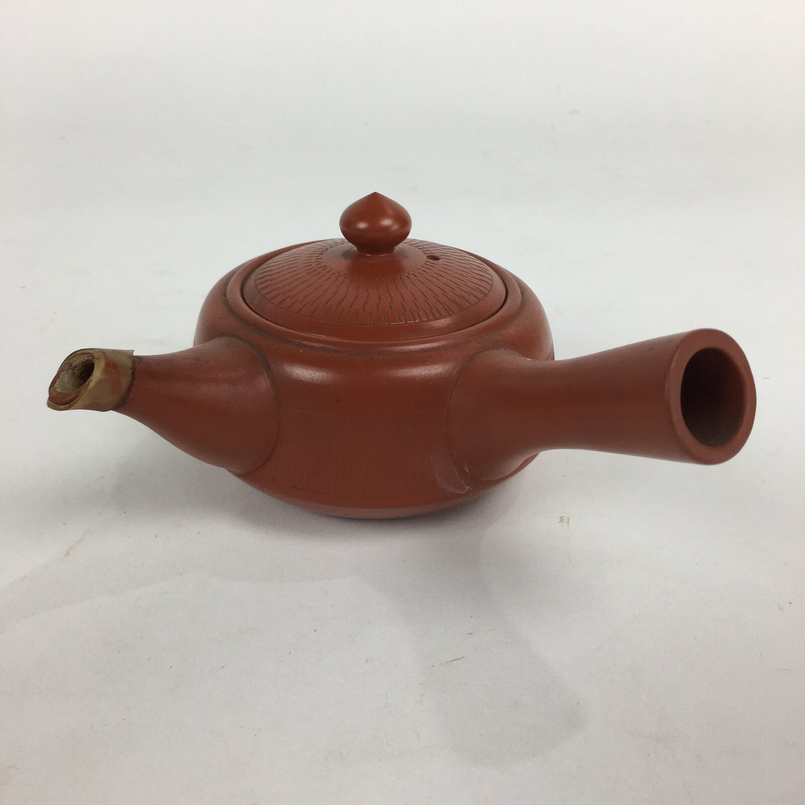 Japanese Ceramic Teapot Vtg Red Pottery Red Clay Kyusu Strainer Sencha PP739