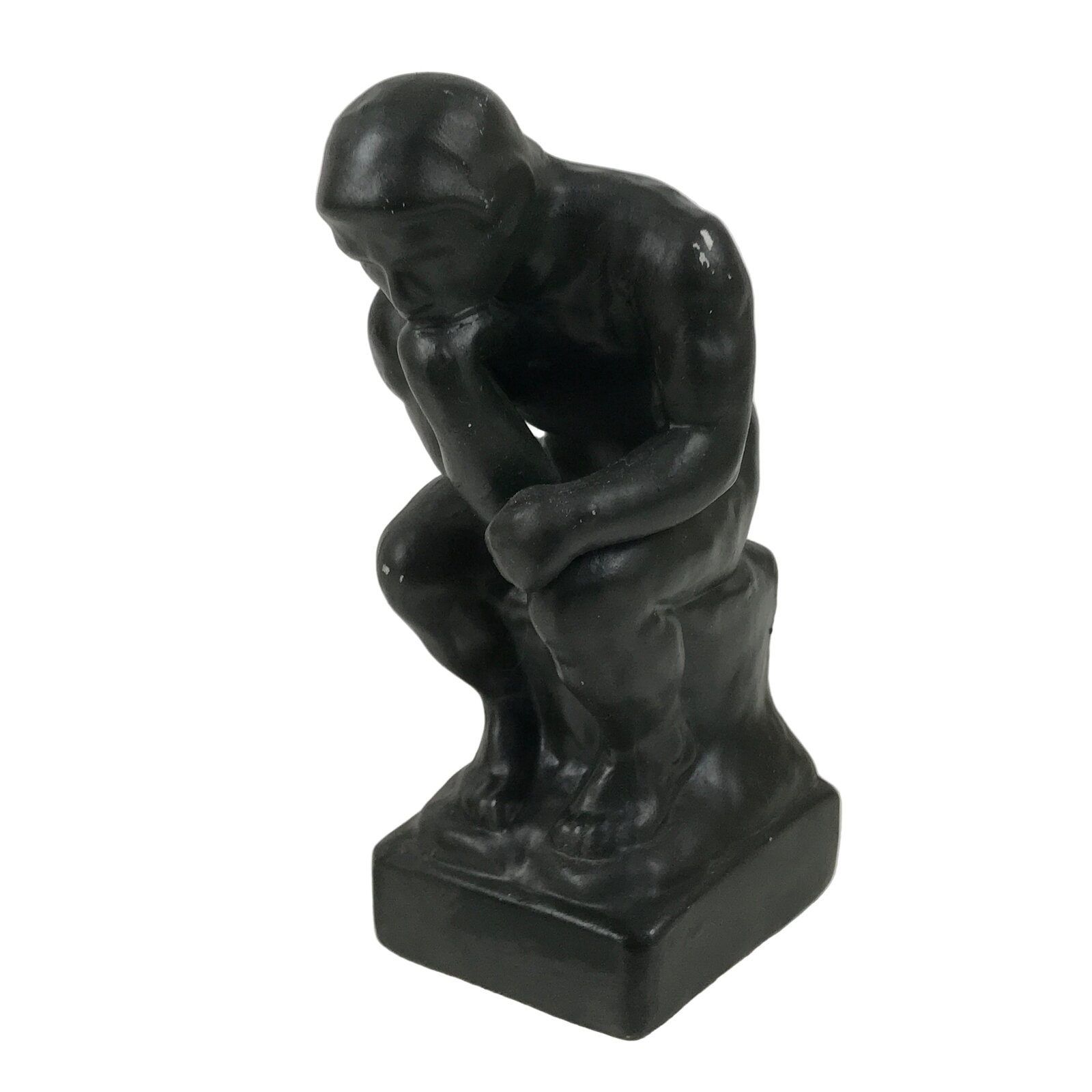 Japanese Ceramic The Thinker Art Modeling Statue Vtg Okimono Decor Black ST81