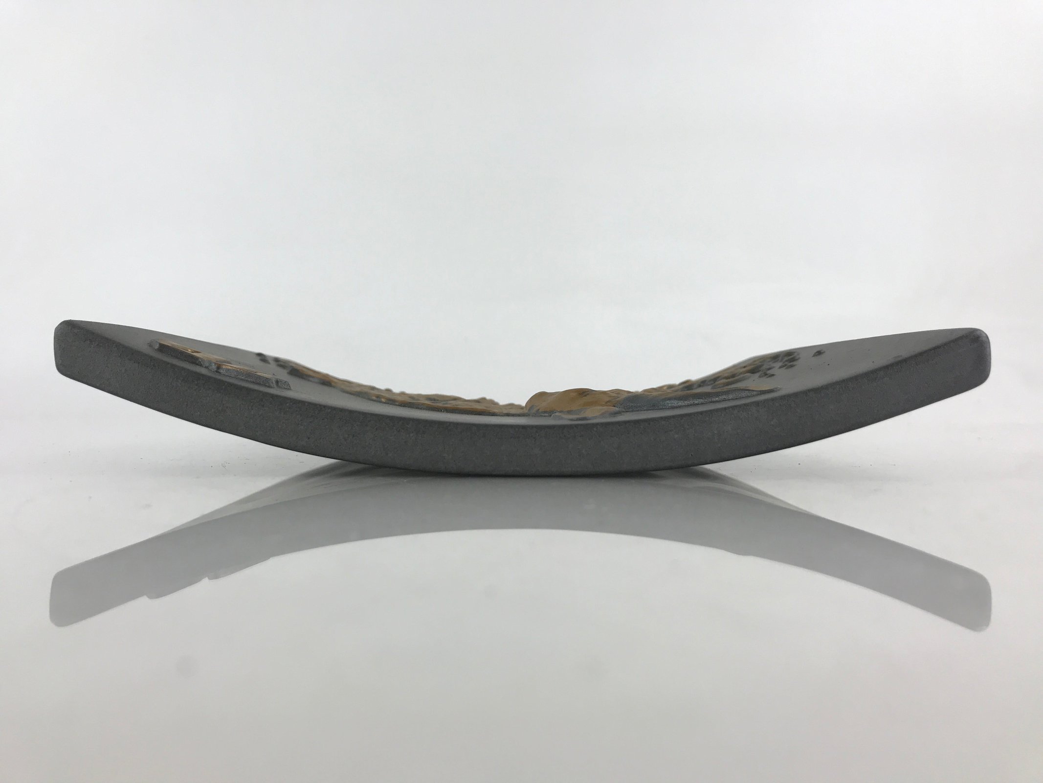 Japanese Ceramic Tile Etogawara Zodiac Decoration Vtg Rabbit Figurine Gold BD913