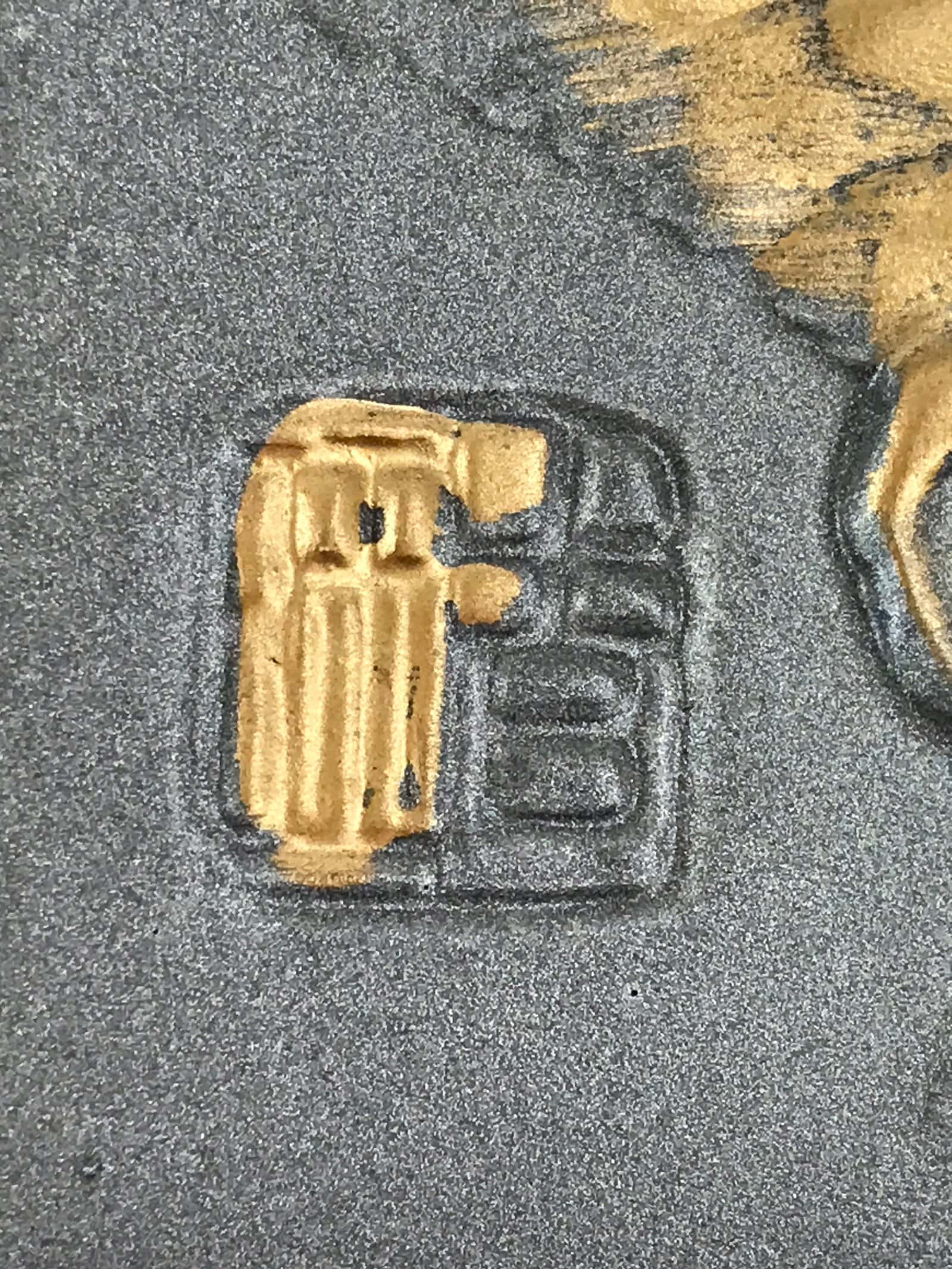 Japanese Ceramic Tile Etogawara Zodiac Decoration Vtg Rabbit Figurine Gold BD913