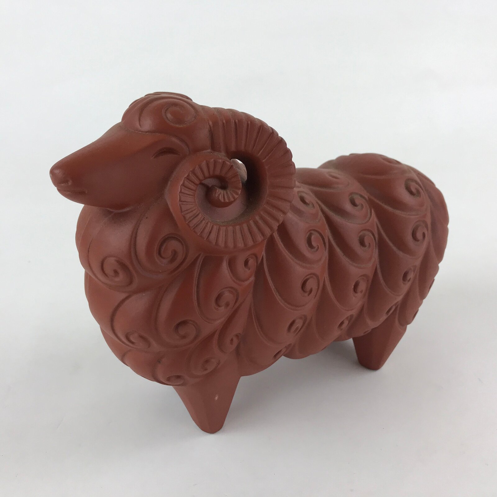 Japanese Ceramic Tokoname ware Zodiac Decoration Vtg Sheep Statue Red Clay BD896