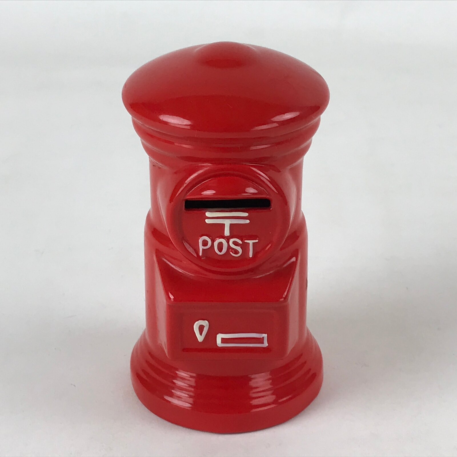 Japanese Ceramic Traditional Mailbox Piggy Bank Vtg Chokin Bako Statue Red BD942