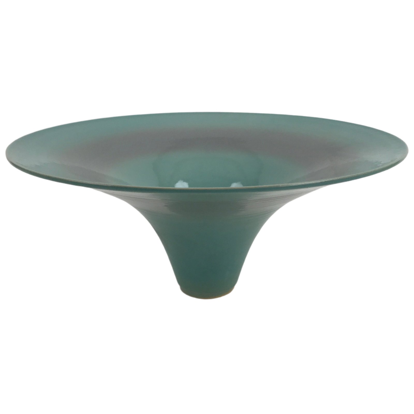 Japanese Ceramic Usubata Suiban Flower Vase Vtg Pottery Ikebana Blue Pink Y69