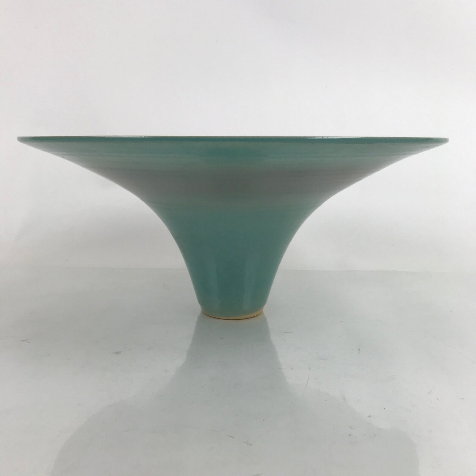 Japanese Ceramic Usubata Suiban Flower Vase Vtg Pottery Ikebana Blue Pink Y69