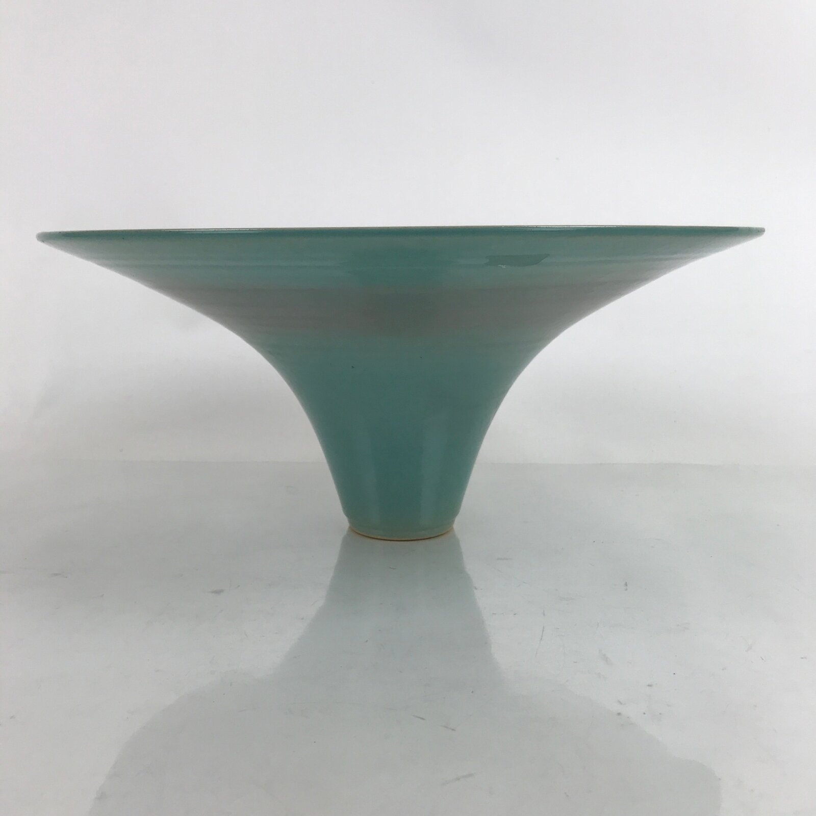 Japanese Ceramic Usubata Suiban Flower Vase Vtg Pottery Ikebana Blue Pink Y69