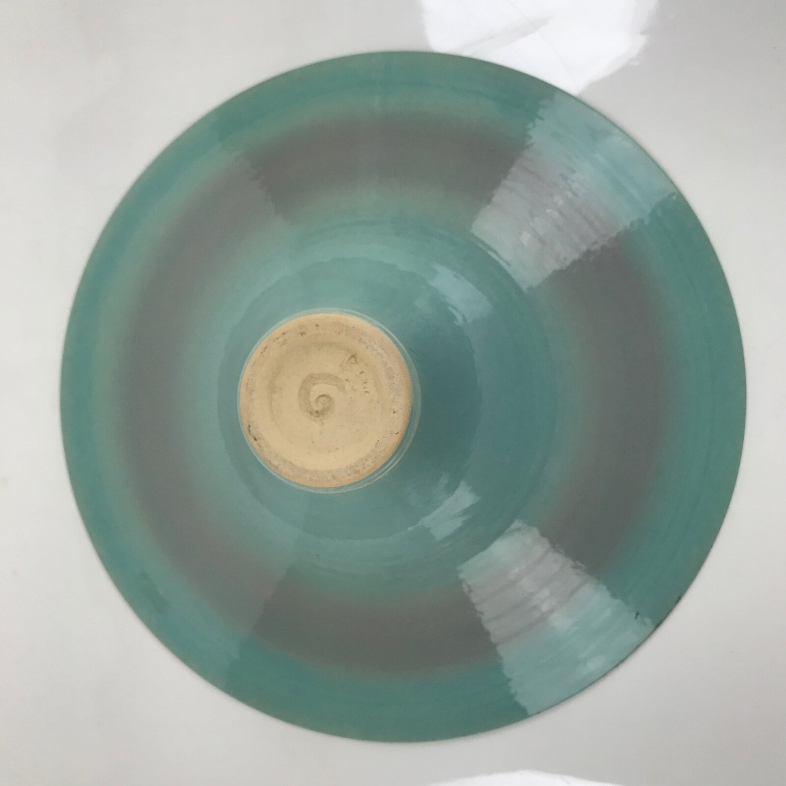 Japanese Ceramic Usubata Suiban Flower Vase Vtg Pottery Ikebana Blue Pink Y69