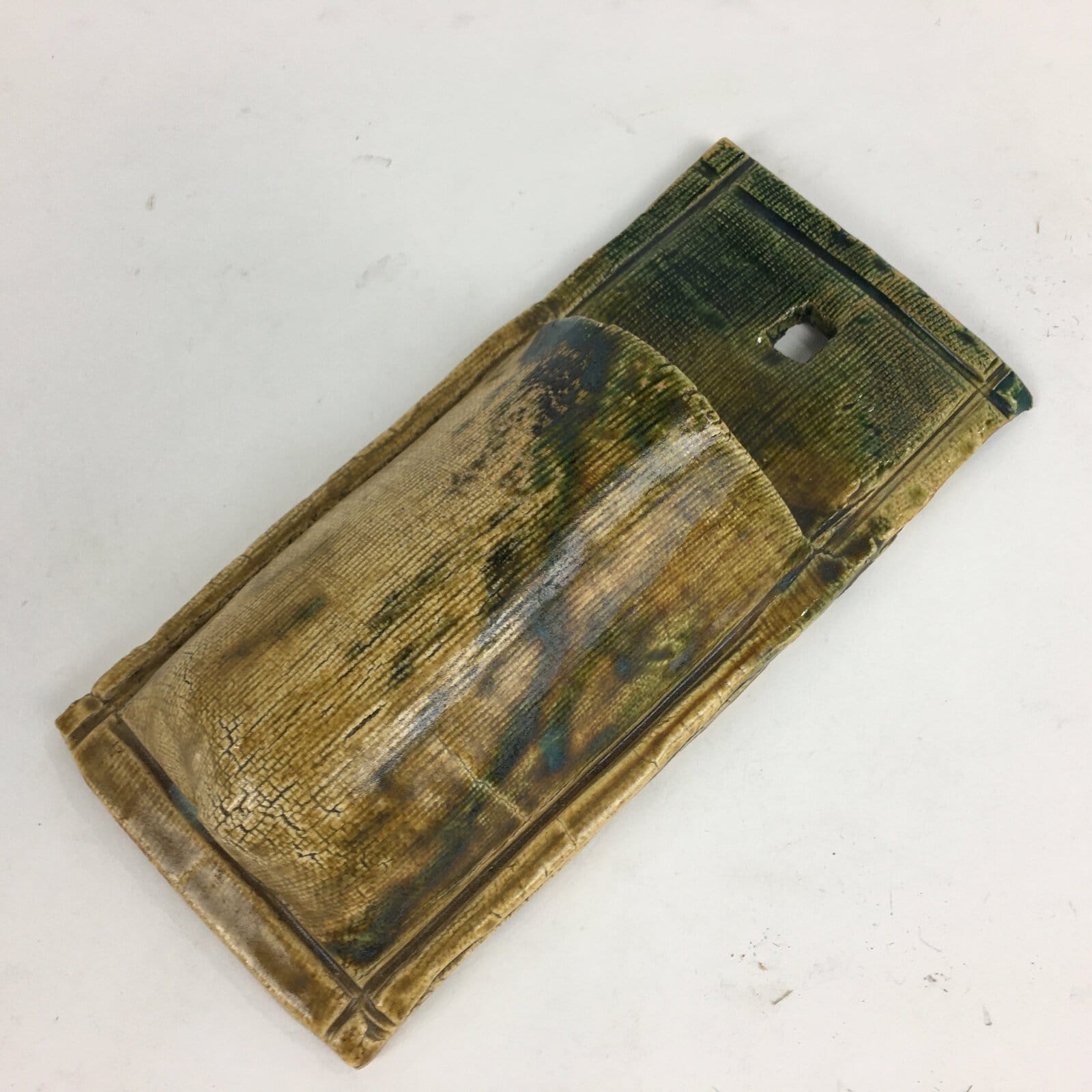 Japanese Ceramic Wall hanging Pocket Flower Vase Vtg Kiseto Ware Yakimono FV961