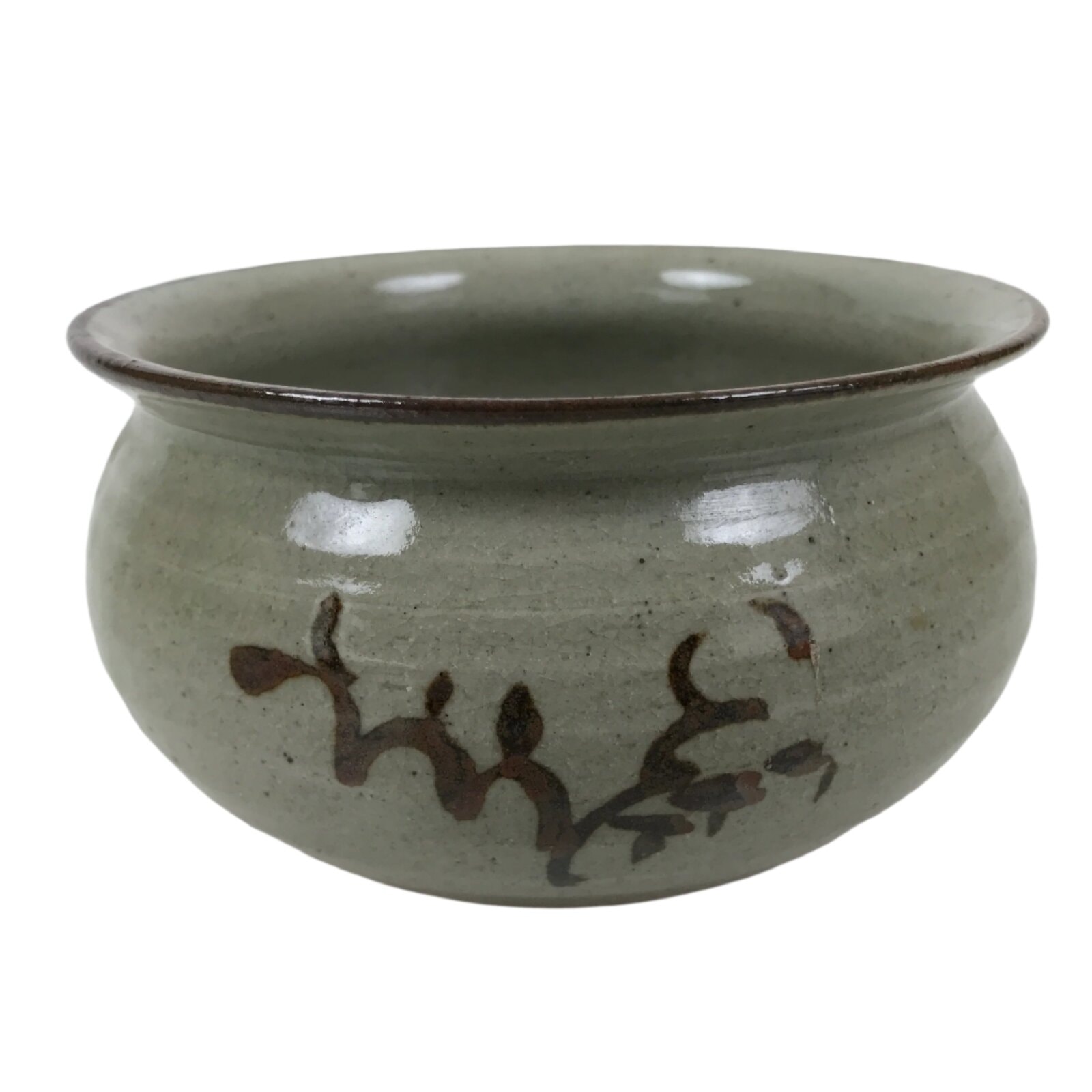 Japanese Ceramic Waste Water Bowl Kensui Vtg Egaratsu Tea Ceremony Gray CHB106