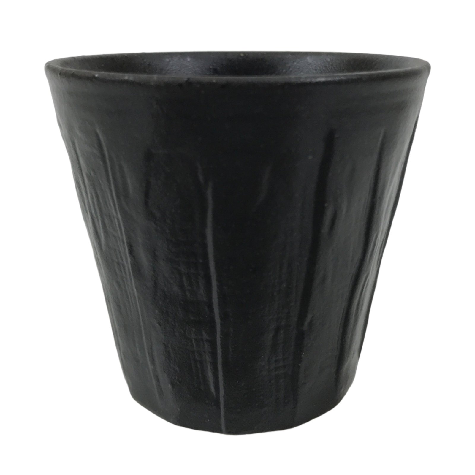 Japanese Ceramic Yunomi Teacup Simple Pottery Vtg Black Sencha Yakimono TC584