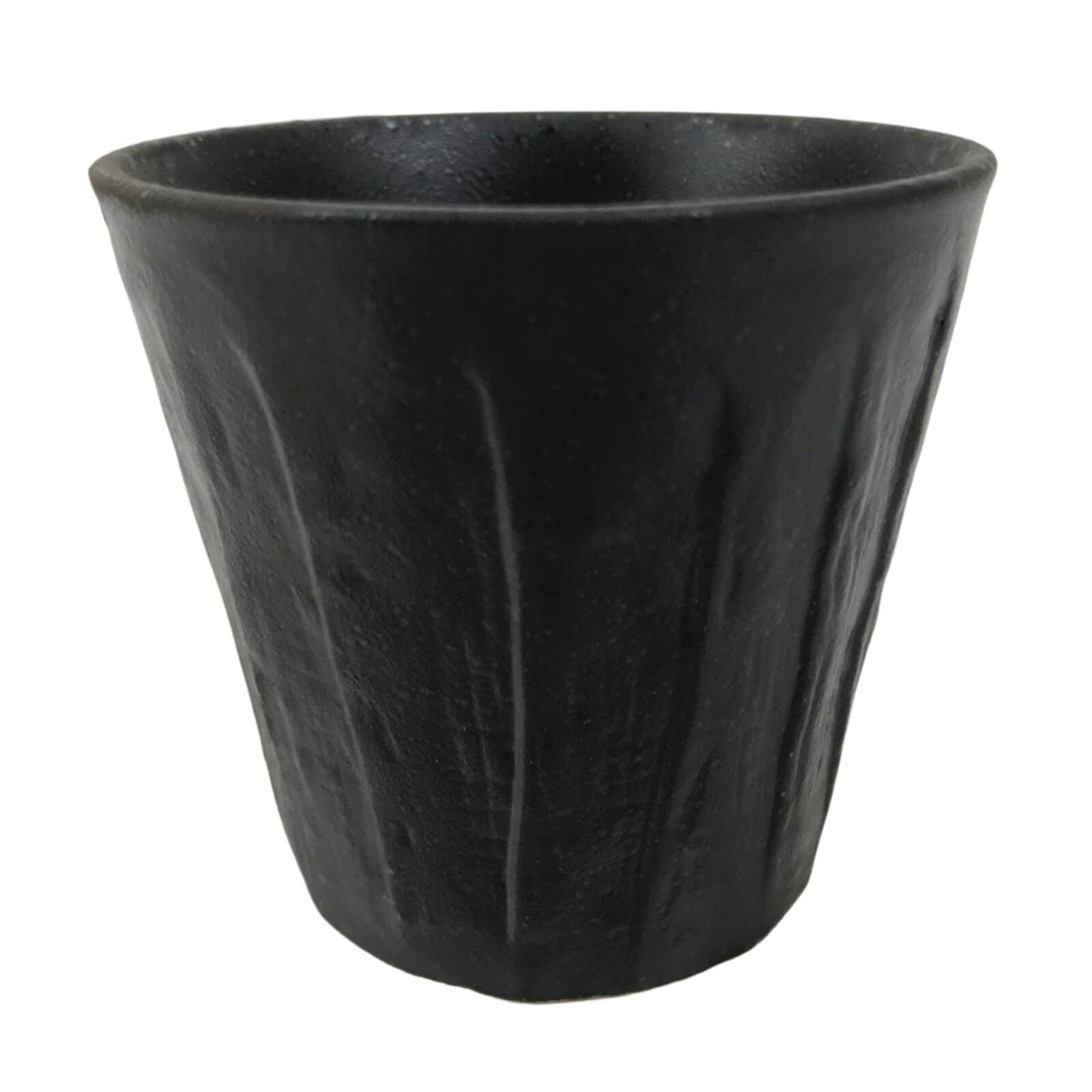 Japanese Ceramic Yunomi Teacup Simple Pottery Vtg Black Sencha Yakimono TC586