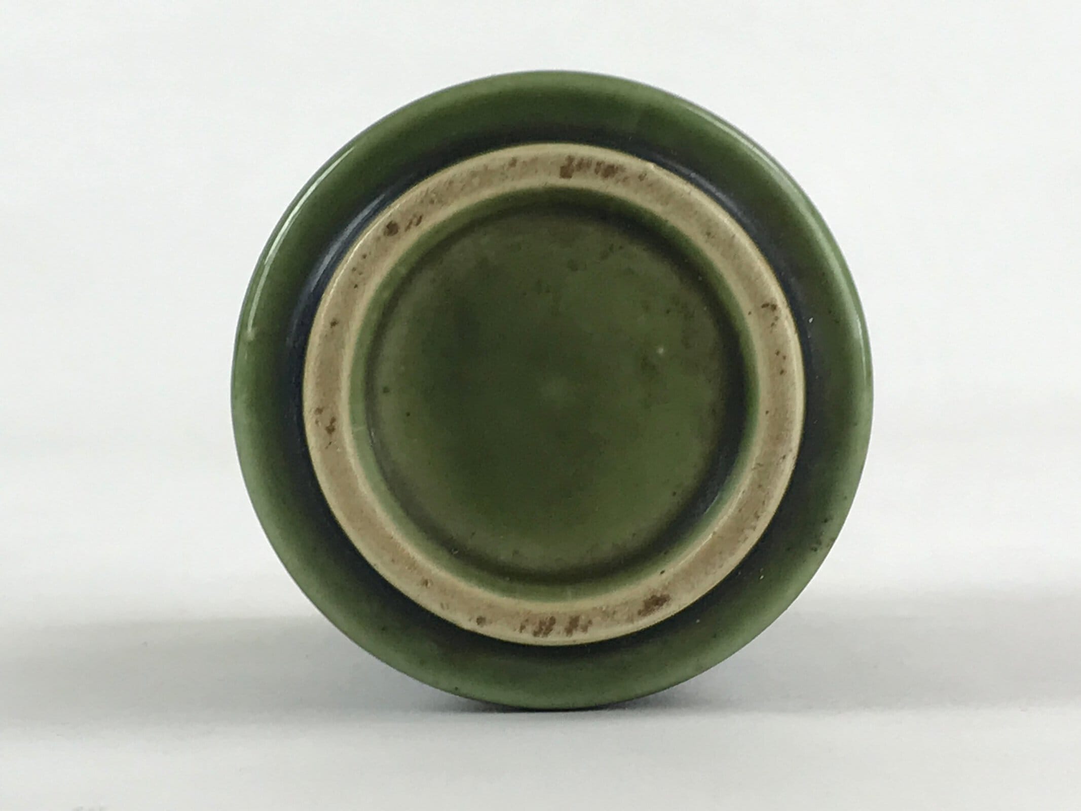 Japanese Ceramic Yunomi Teacup Vtg Pottery Bamboo Shape Green TC354