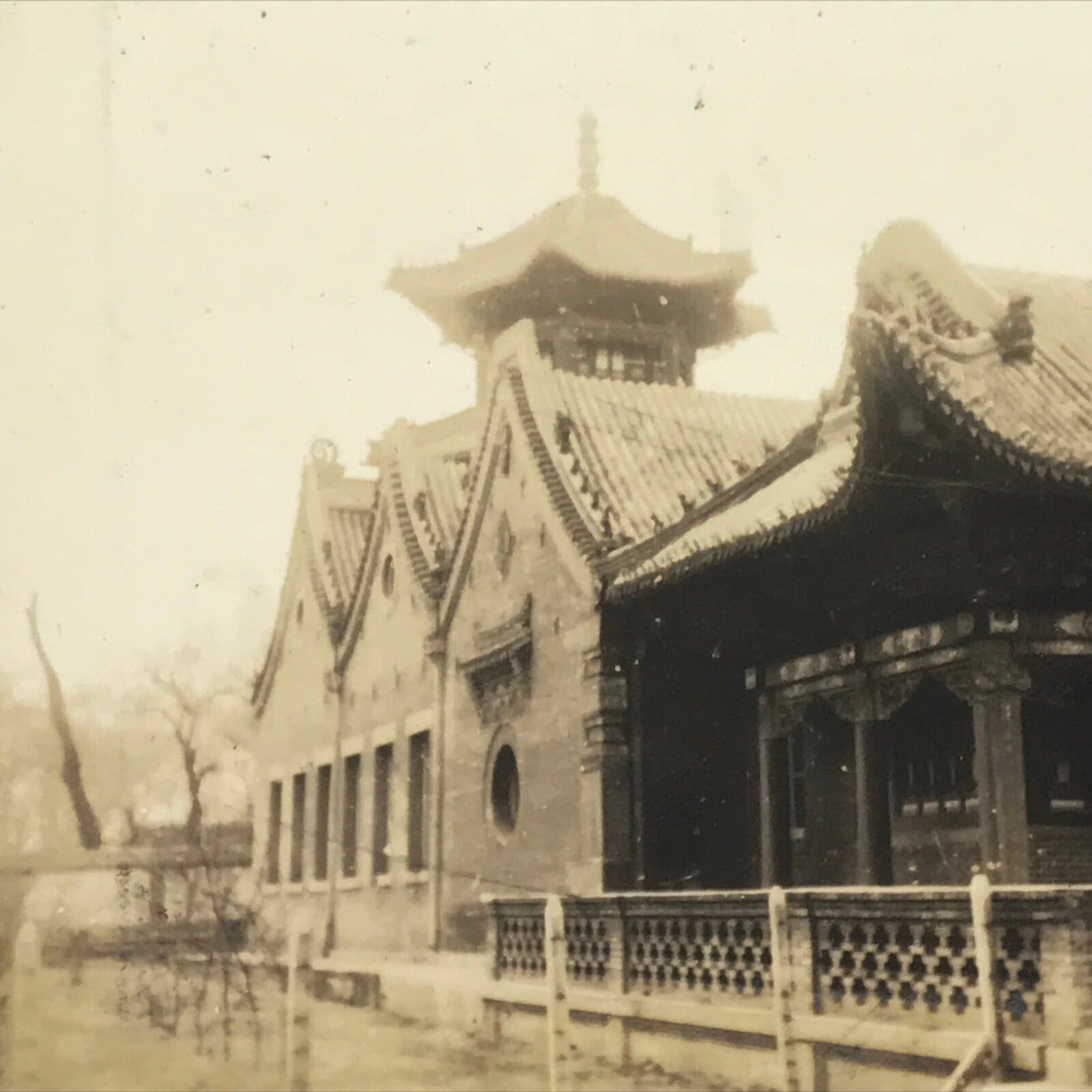 Japanese Changtong Road Mosque China Vtg Travel Photograph Pagoda Sepia PH182
