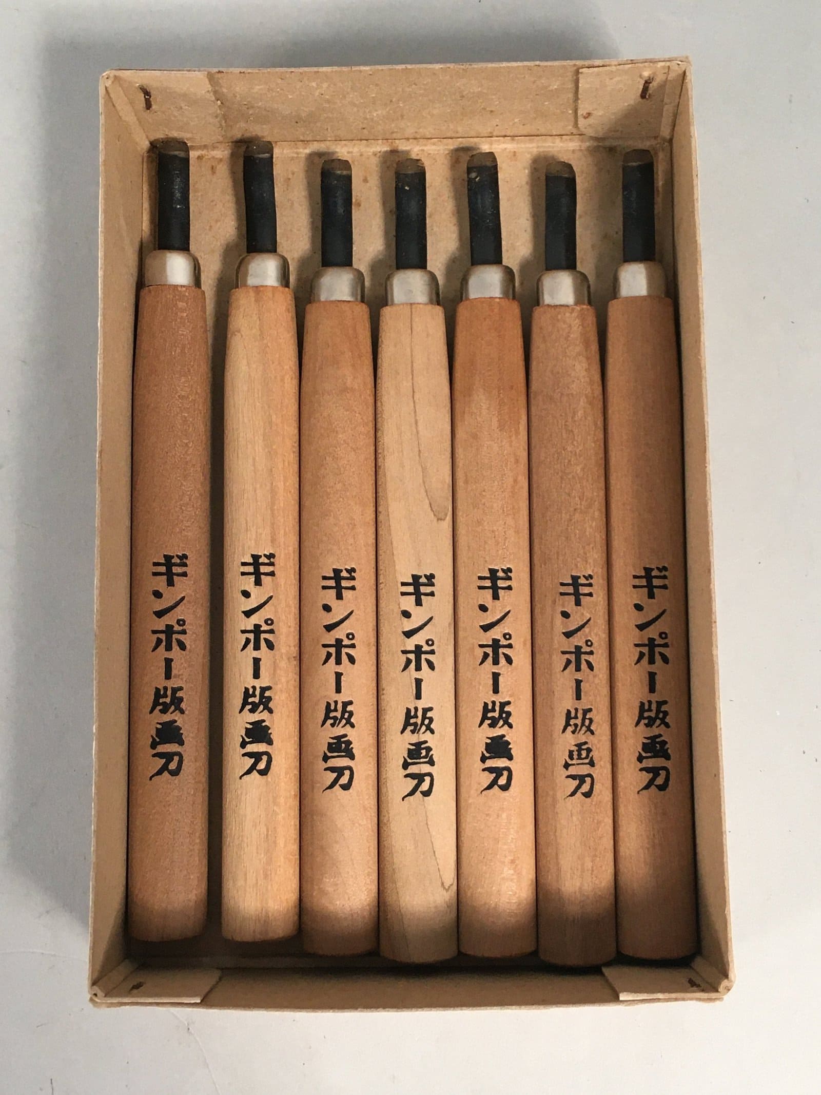 Japanese Chisel 7pc Set Nomi Carpentry Vtg Woodworking Tool Blade JK135