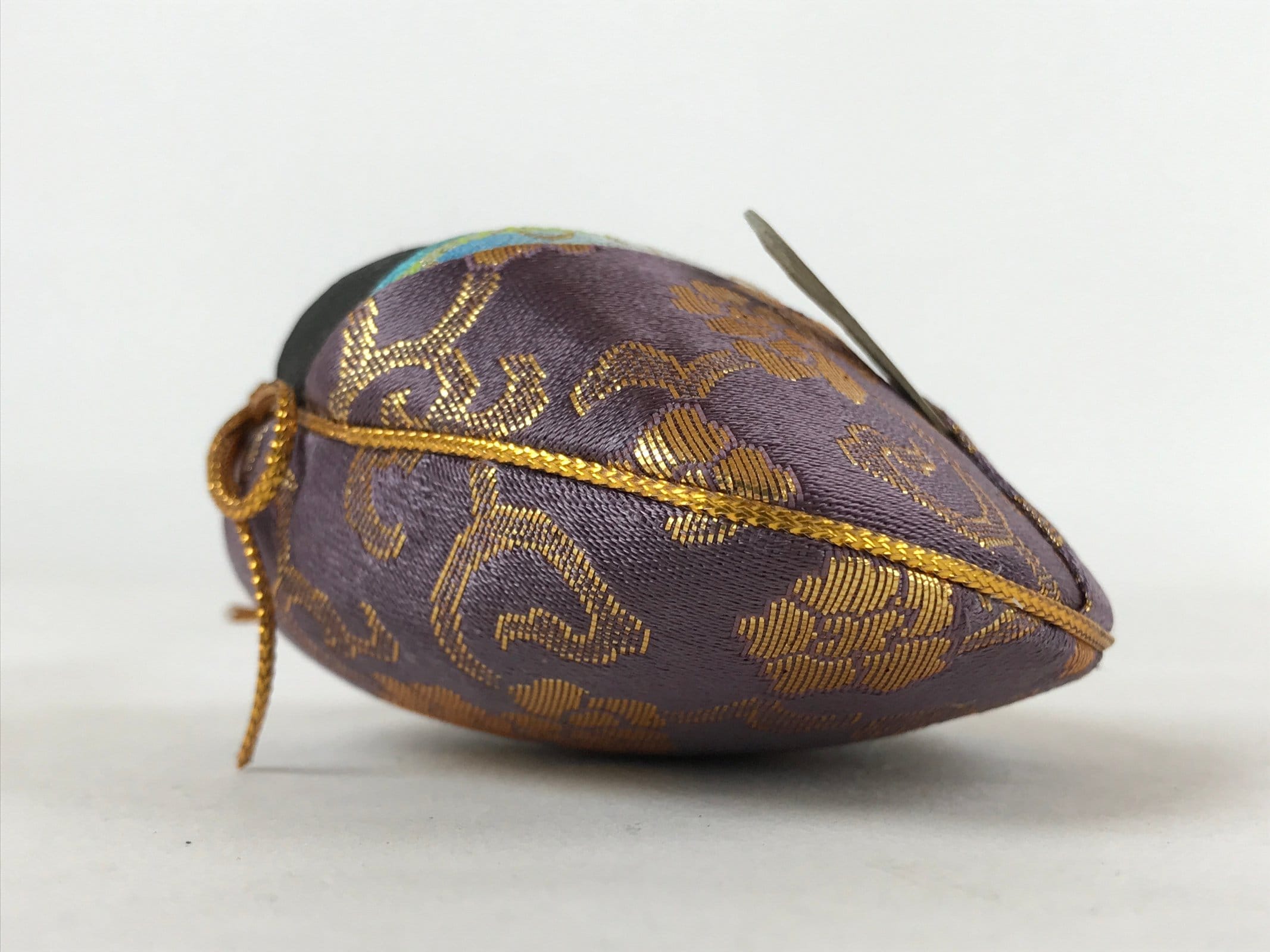 Japanese Clamshell Silk Kimono Hina Doll Vtg Girls Festival Purple Gold ID552