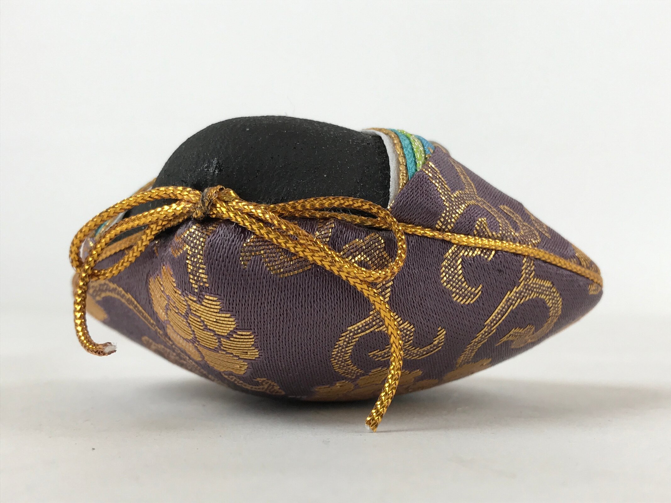 Japanese Clamshell Silk Kimono Hina Doll Vtg Girls Festival Purple Gold ID552