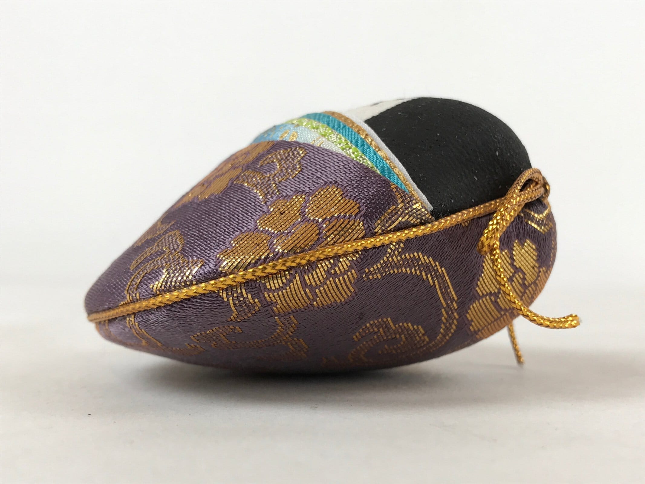 Japanese Clamshell Silk Kimono Hina Doll Vtg Girls Festival Purple Gold ID552