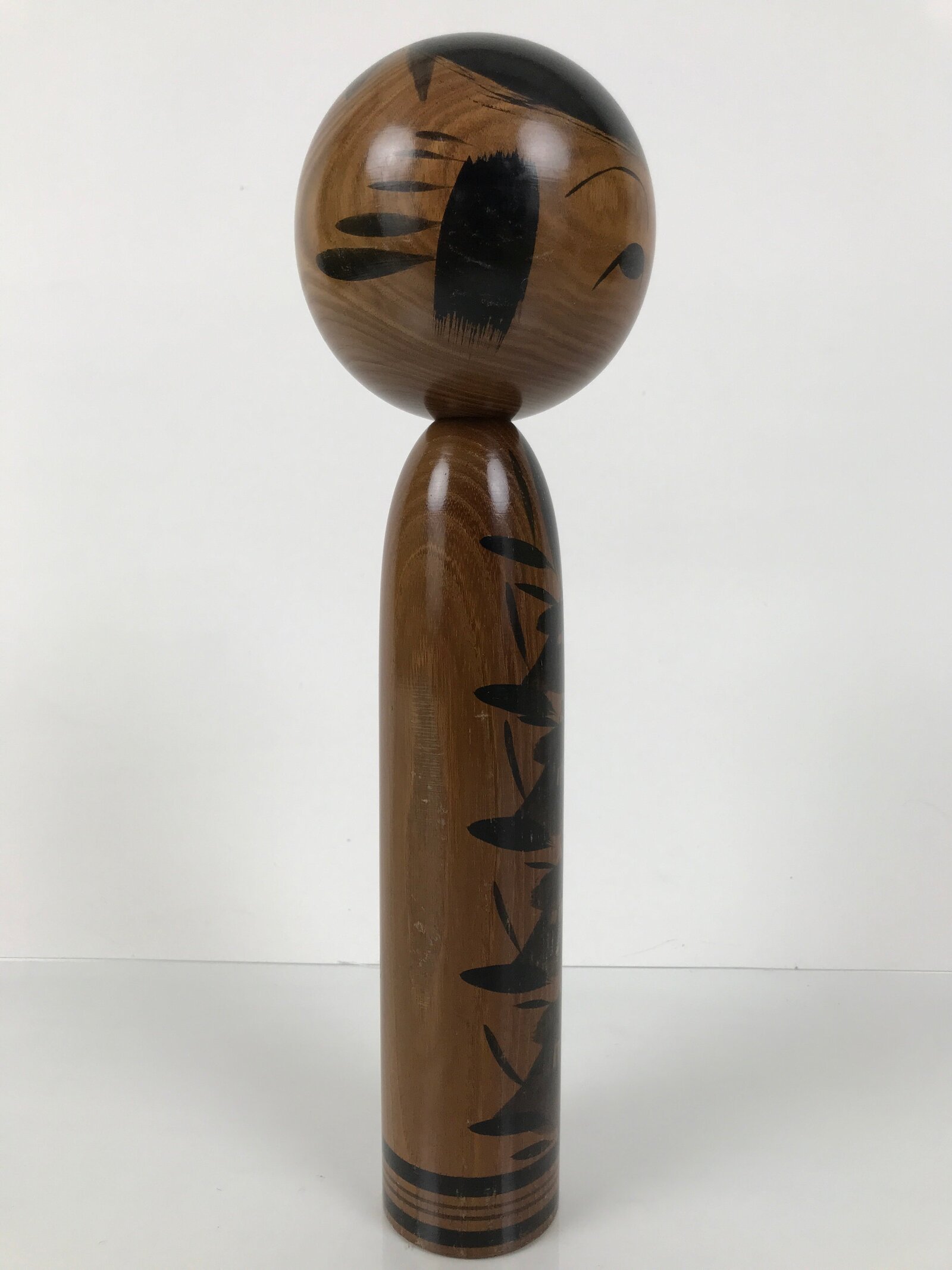 Japanese Classic Wooden Kokeshi Doll Black Brown Amulet Traditional Craft KF774