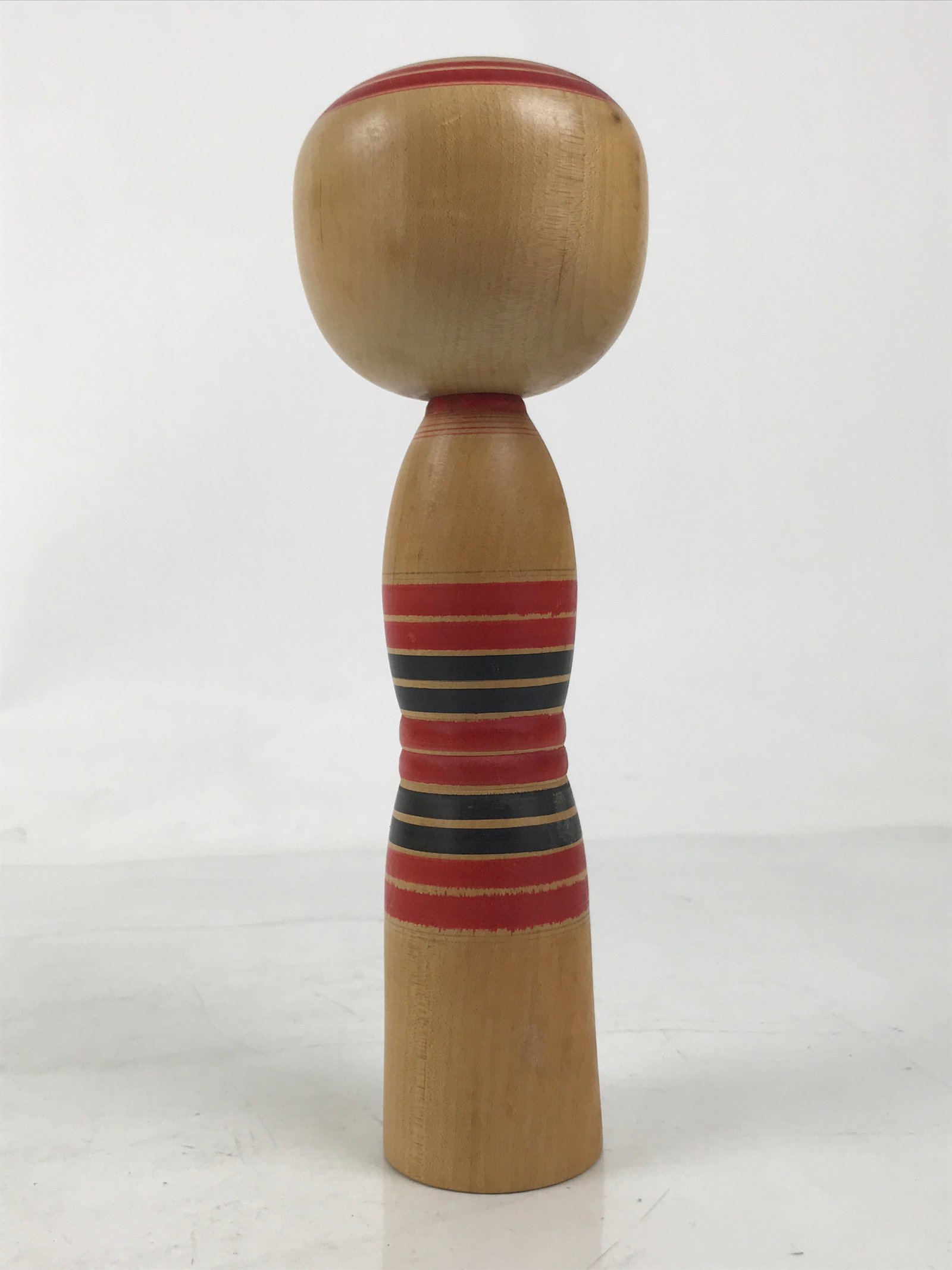 Japanese Classic Wooden Kokeshi Doll Vtg Hair Hime Cut Red Black Kimono KF739