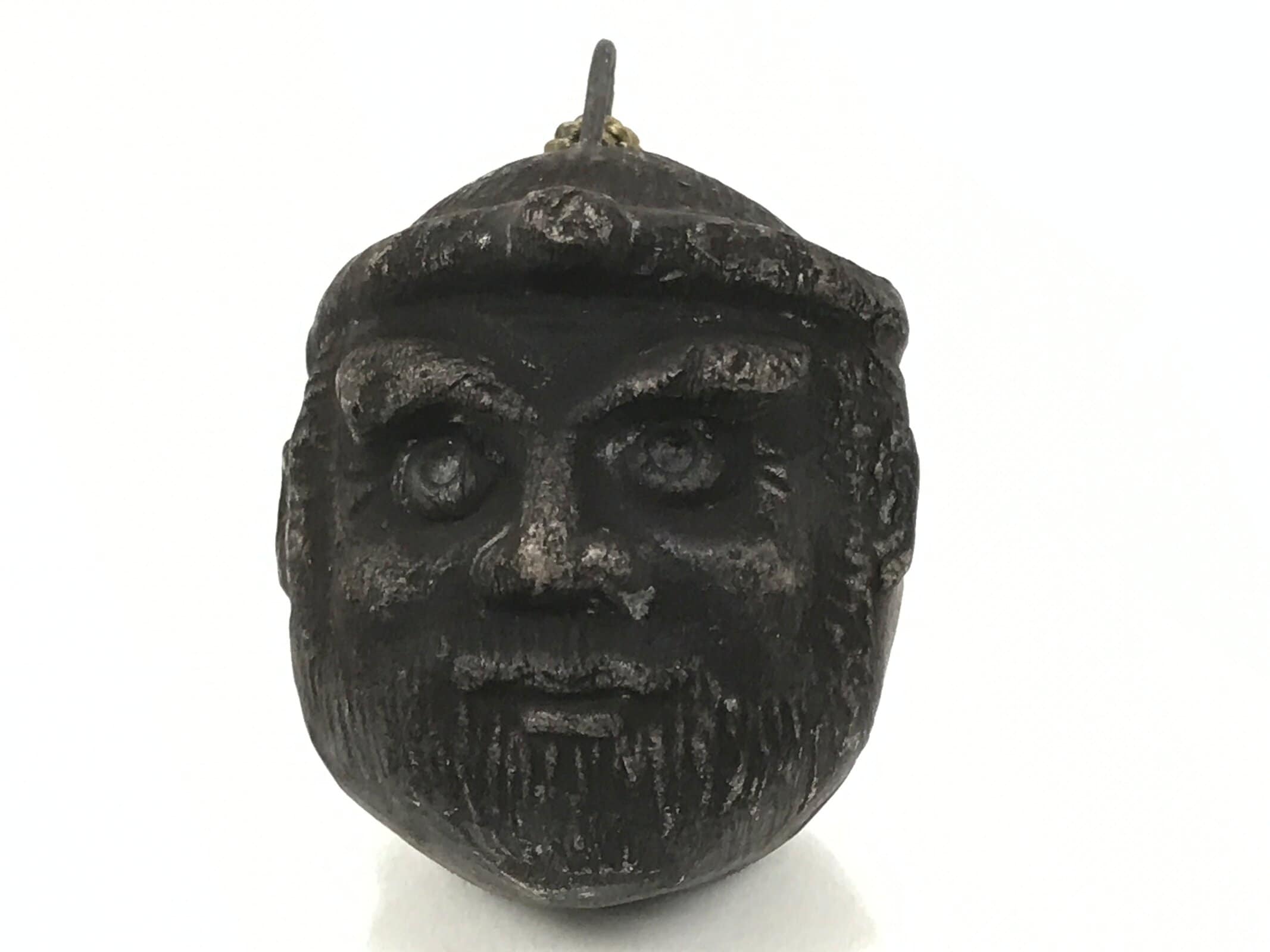 Japanese Clay Bell Dorei Ainu Man Vtg Tsuchi-Suzu Hokkaido Unglazed Black DR614