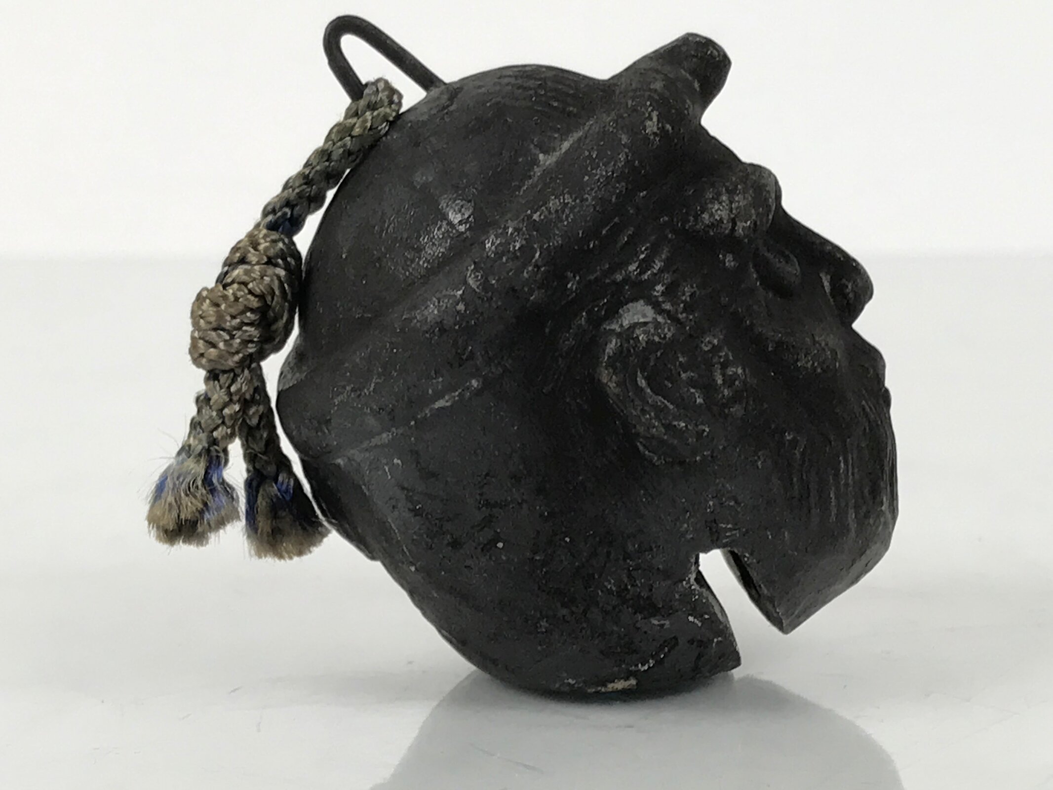 Japanese Clay Bell Dorei Ainu Man Vtg Tsuchi-Suzu Hokkaido Unglazed Black DR614