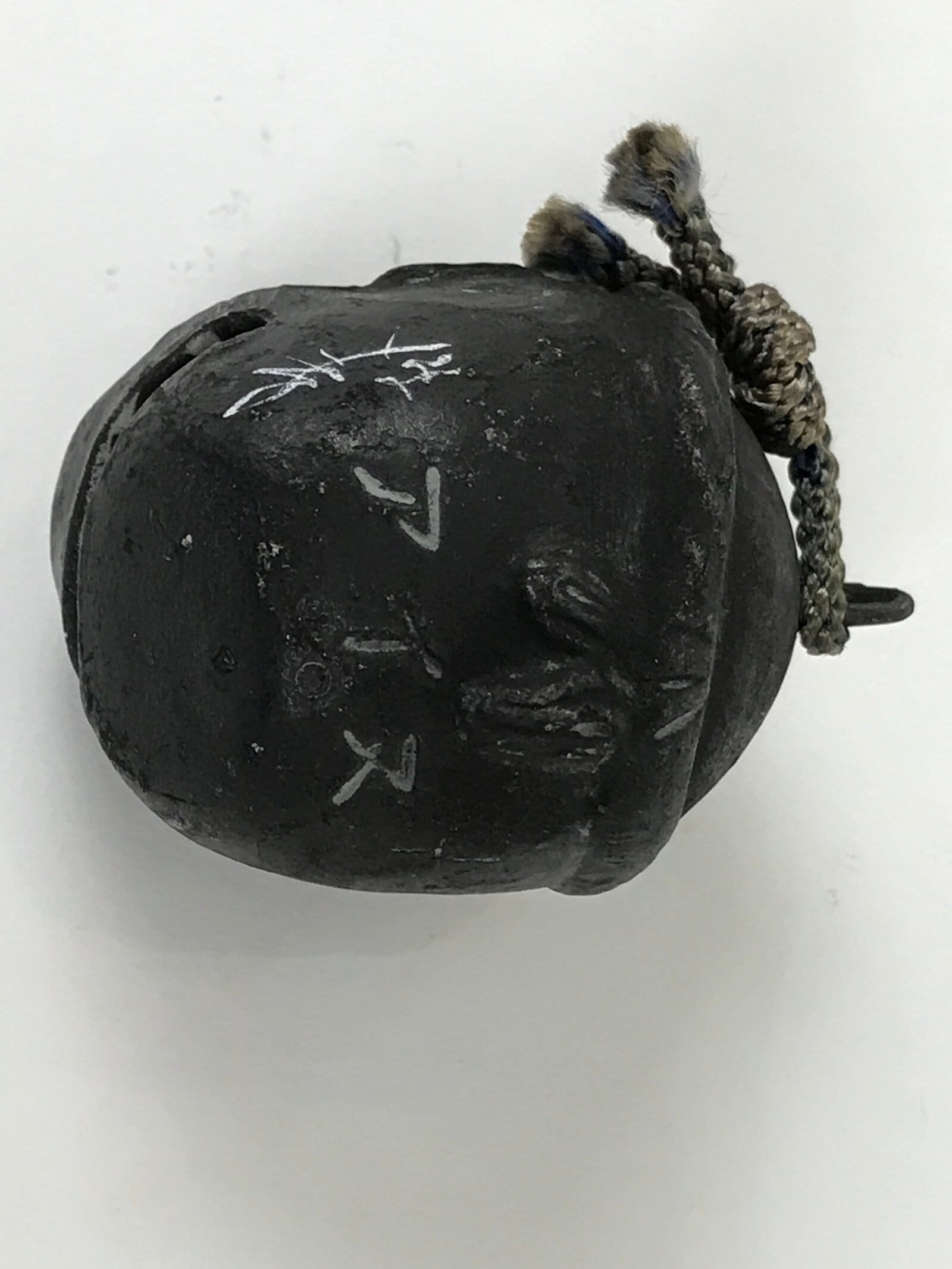 Japanese Clay Bell Dorei Ainu Man Vtg Tsuchi-Suzu Hokkaido Unglazed Black DR614