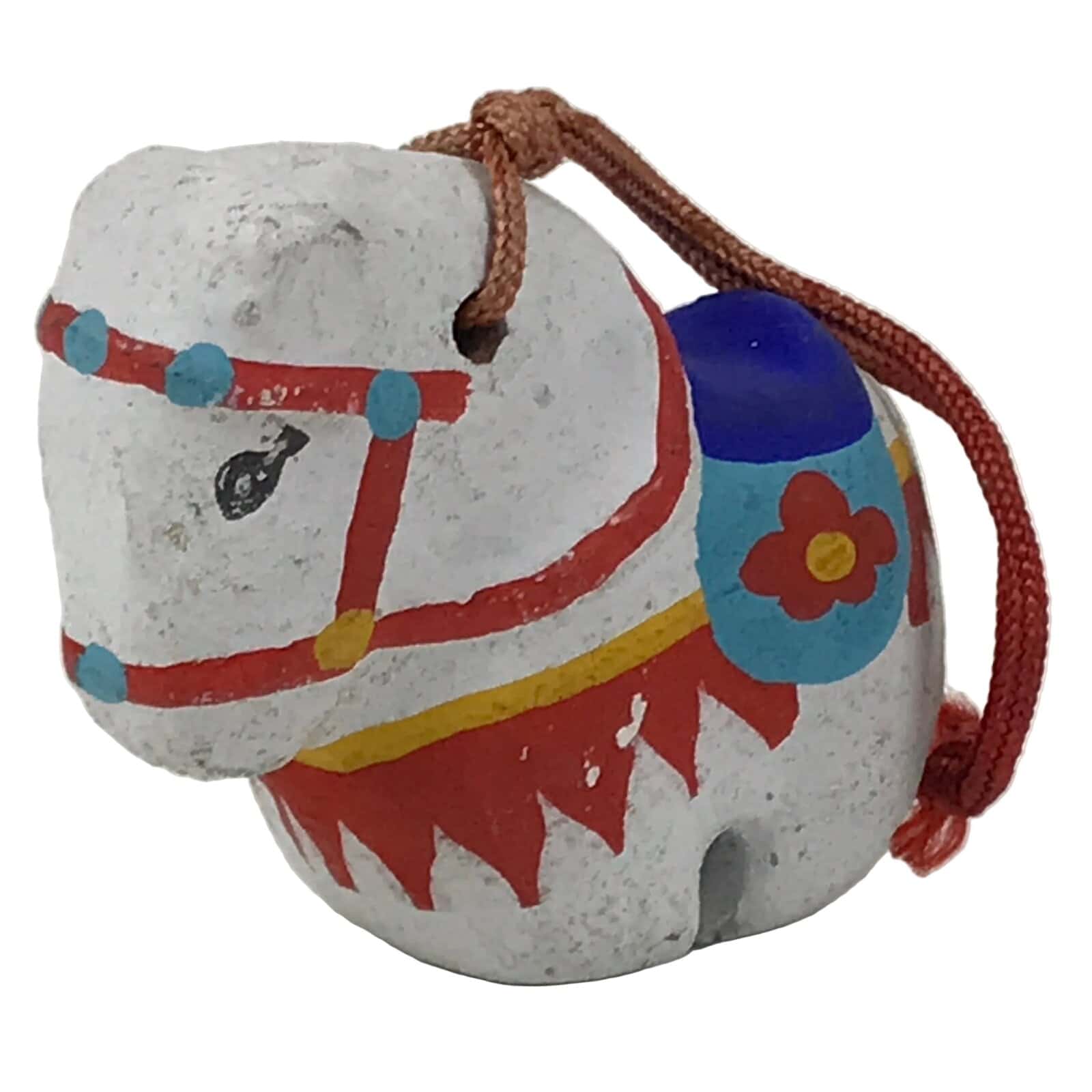 Japanese Clay Bell Dorei Horse Vtg Tsuchi-Suzu Zodiac Animal Uma White DR627