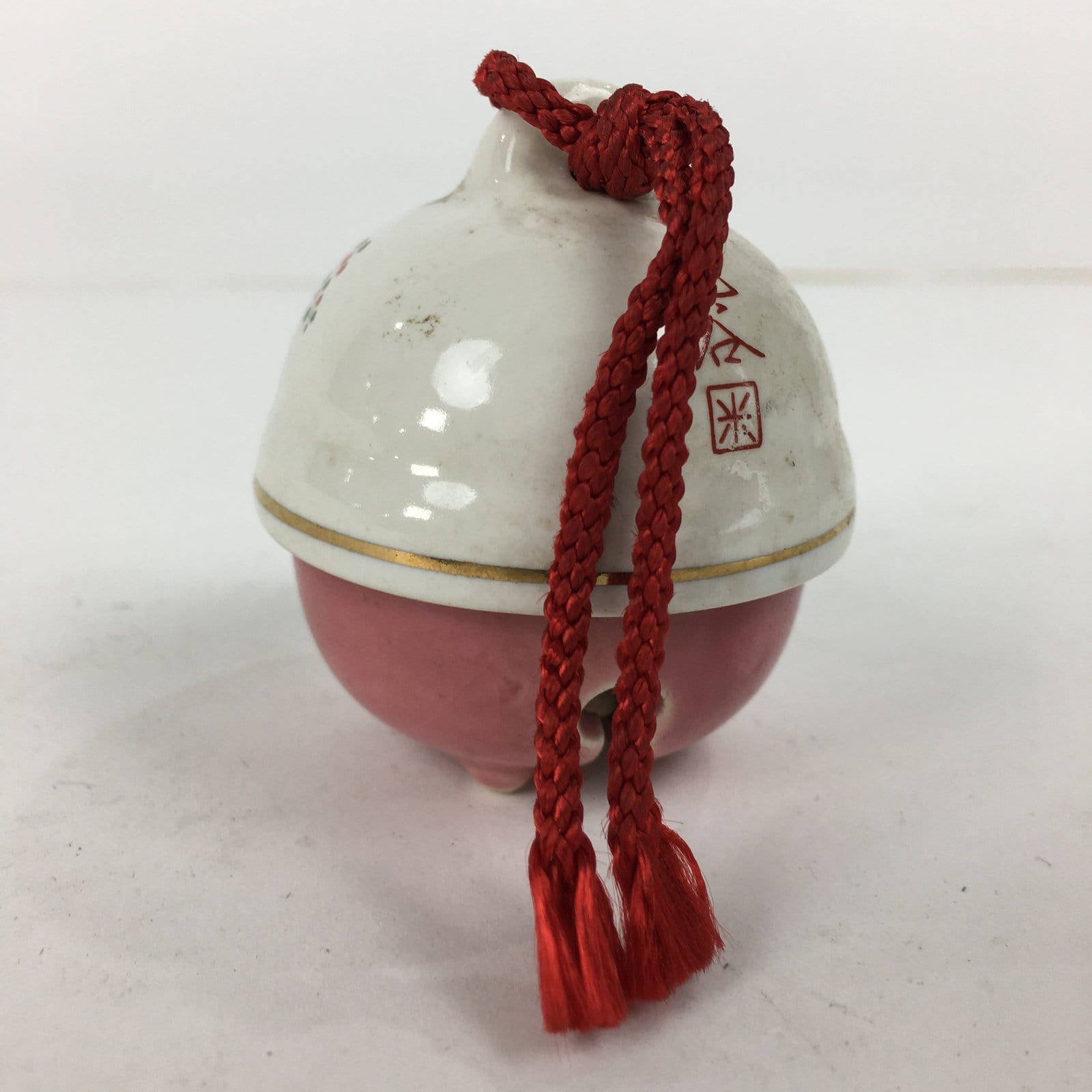 Japanese Clay Bell Dorei Kutani Ware Vtg Ceramic Doll Rickshaw Flower DR353