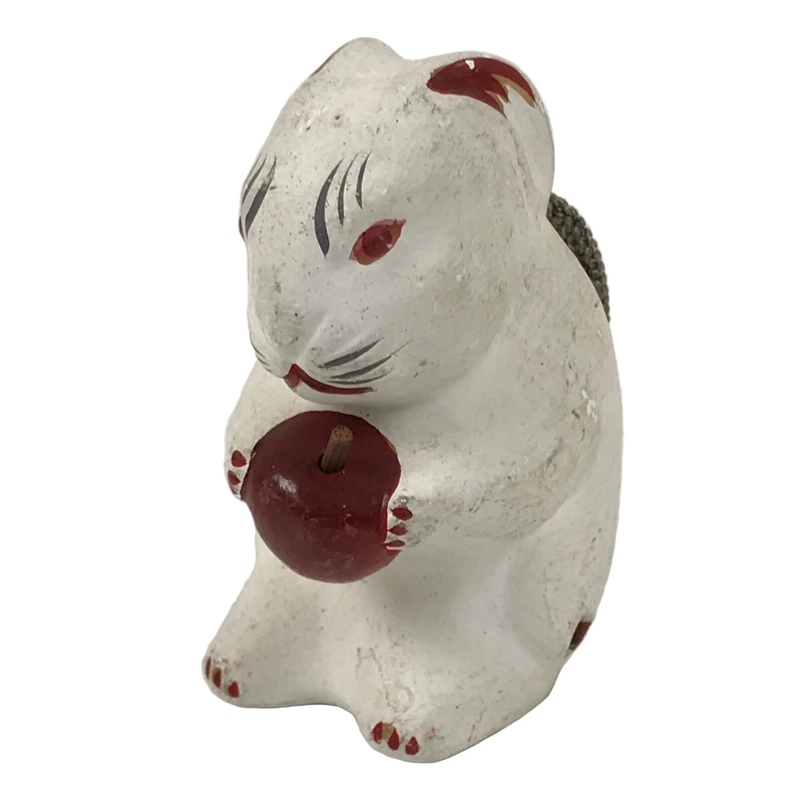 Japanese Clay Bell Dorei Rabbit Vtg Tsuchi-Suzu Zodiac Animal Usagi White DR602