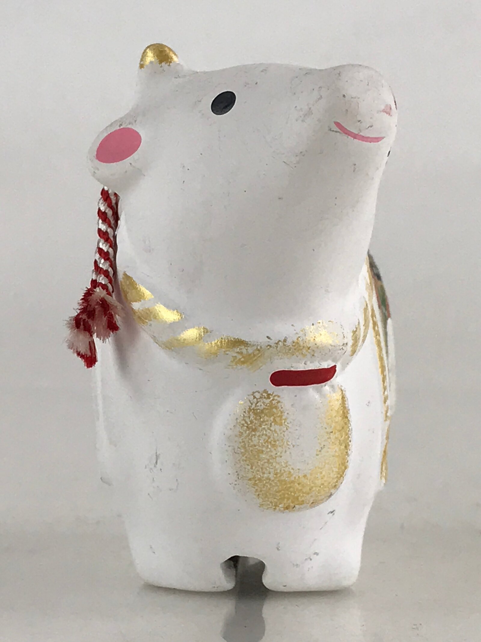 Japanese Clay Bell Dorei Tsuchi-Suzu Ceramic Doll Zodiac Symbol Cow Amulet DR441