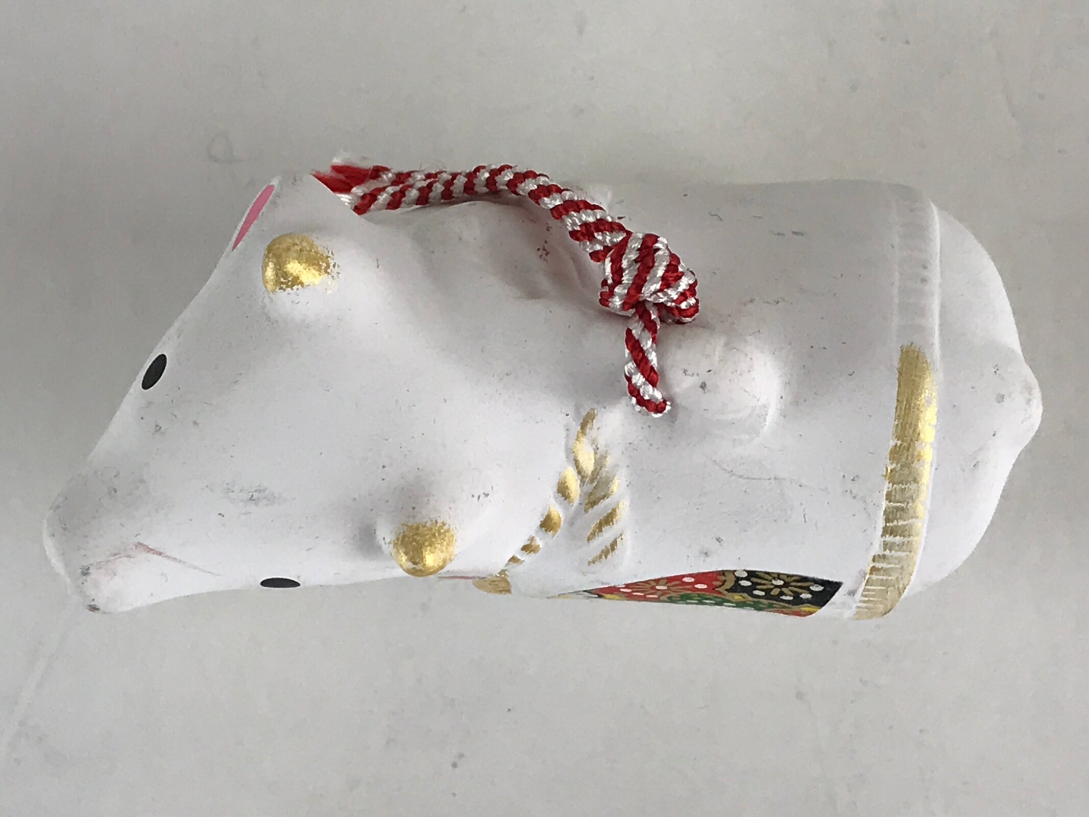 Japanese Clay Bell Dorei Tsuchi-Suzu Ceramic Doll Zodiac Symbol Cow Amulet DR441