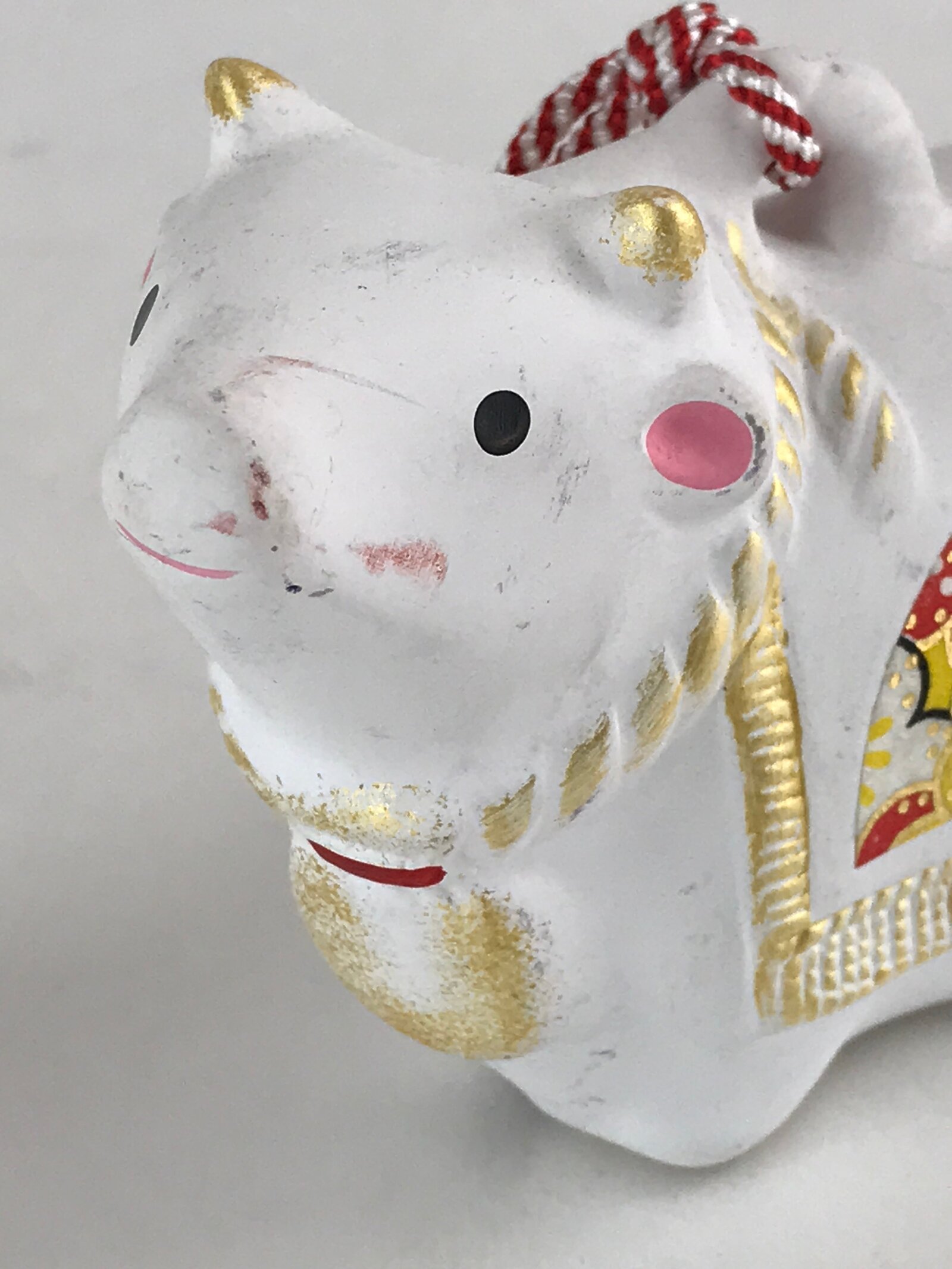 Japanese Clay Bell Dorei Tsuchi-Suzu Ceramic Doll Zodiac Symbol Cow Amulet DR441